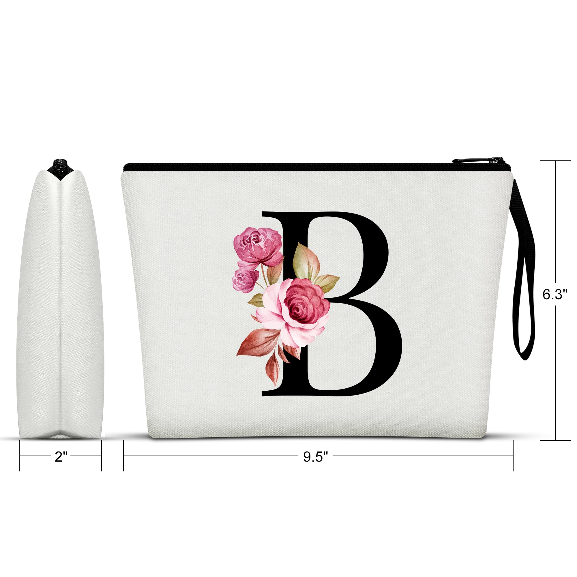 Personalized Makeup Bag for Women - Custom Initial Cosmetic Pouch - Perfect Birthday Gift for Mom, Best Friend, Bride & Bridesmaids (White, Size B) - Great for Travel, Bridal Party & Everyday Makeup Storage