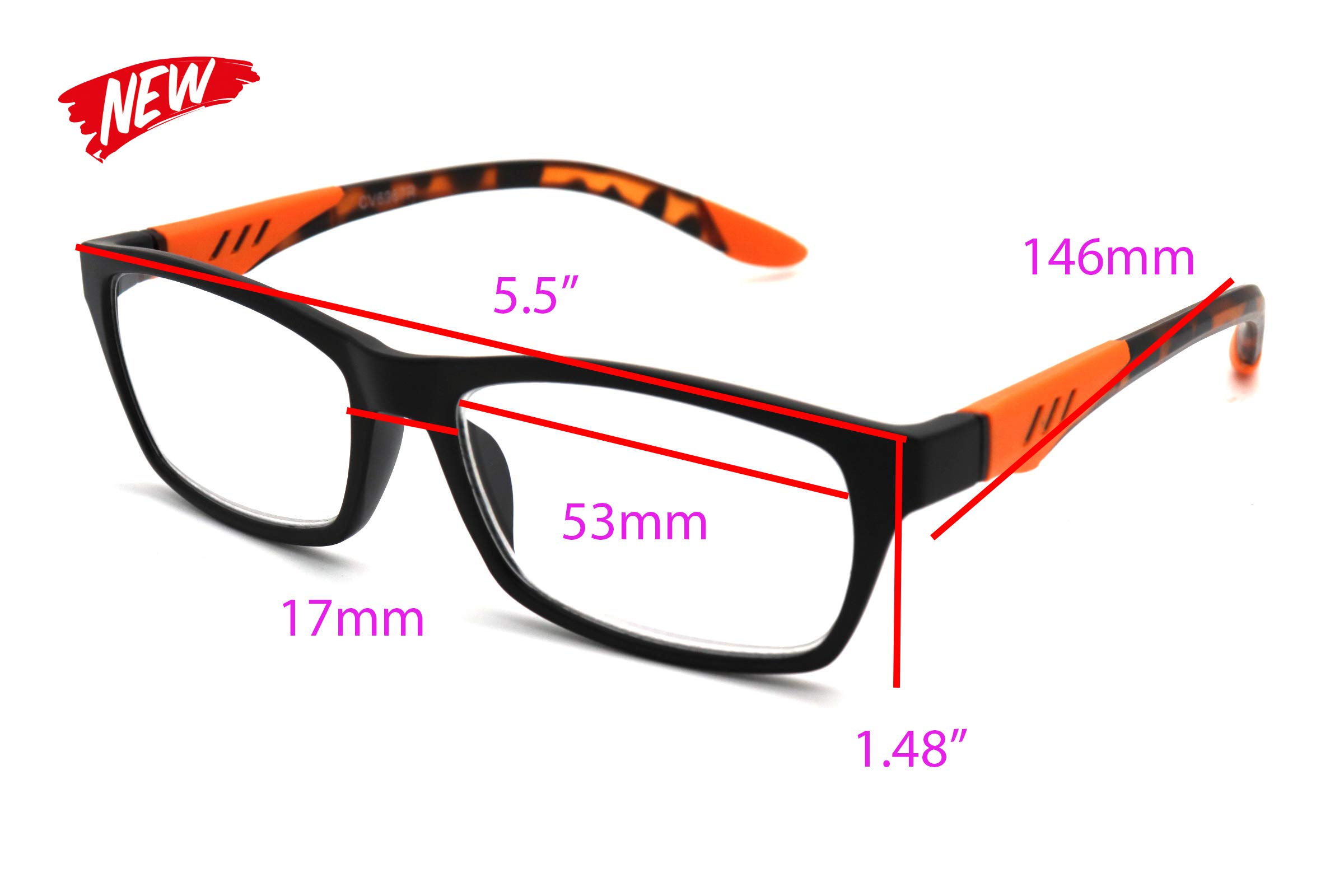 ColorViper Double Injection Lightweight Reading Glasses (+1.00 to +4.00) with Free Case - Perfect for Reading, Computer Work & Crafts | Blue Light Blocking & Anti-Glare Lenses