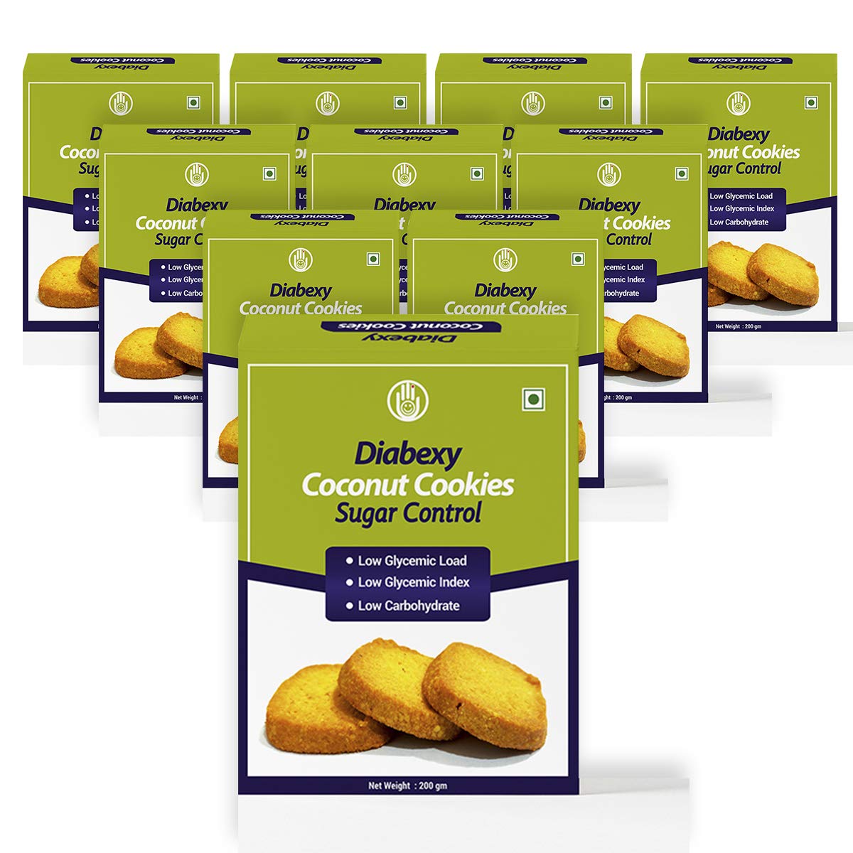 Diabexy Sugar Control Cookies - Low Glycemic Snack for Diabetics, Keto & Weight Loss (10-Pack, Coconut Flavor) | Healthy Dessert for Office, Travel & Gift Giving