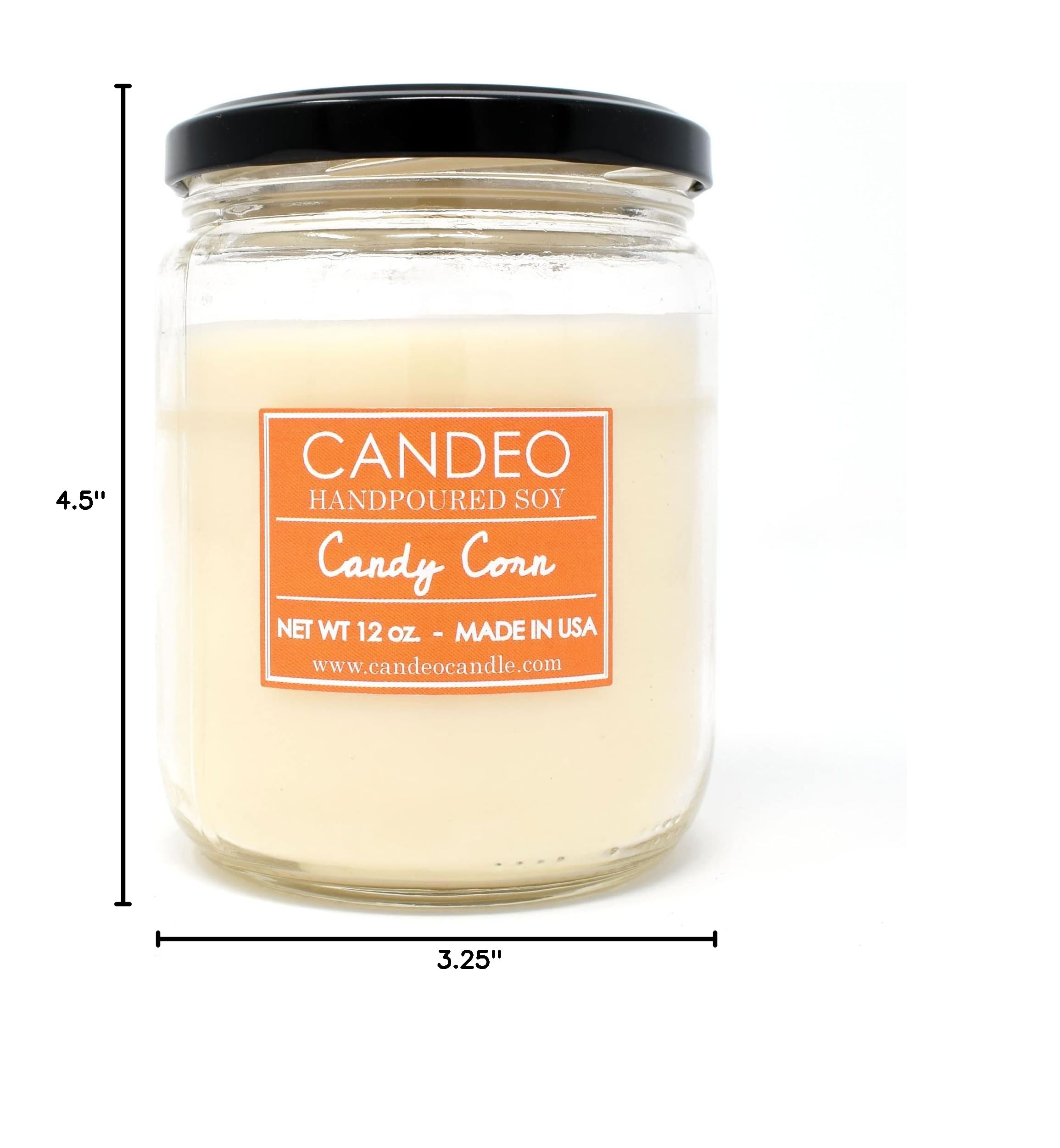 14 oz Beeswax Coconut Soy Blend Candy Corn Scented Jar Candle | Handmade in USA | Candeo Candle | Perfect for Halloween Decor, Fall Home Fragrance & Gift Giving