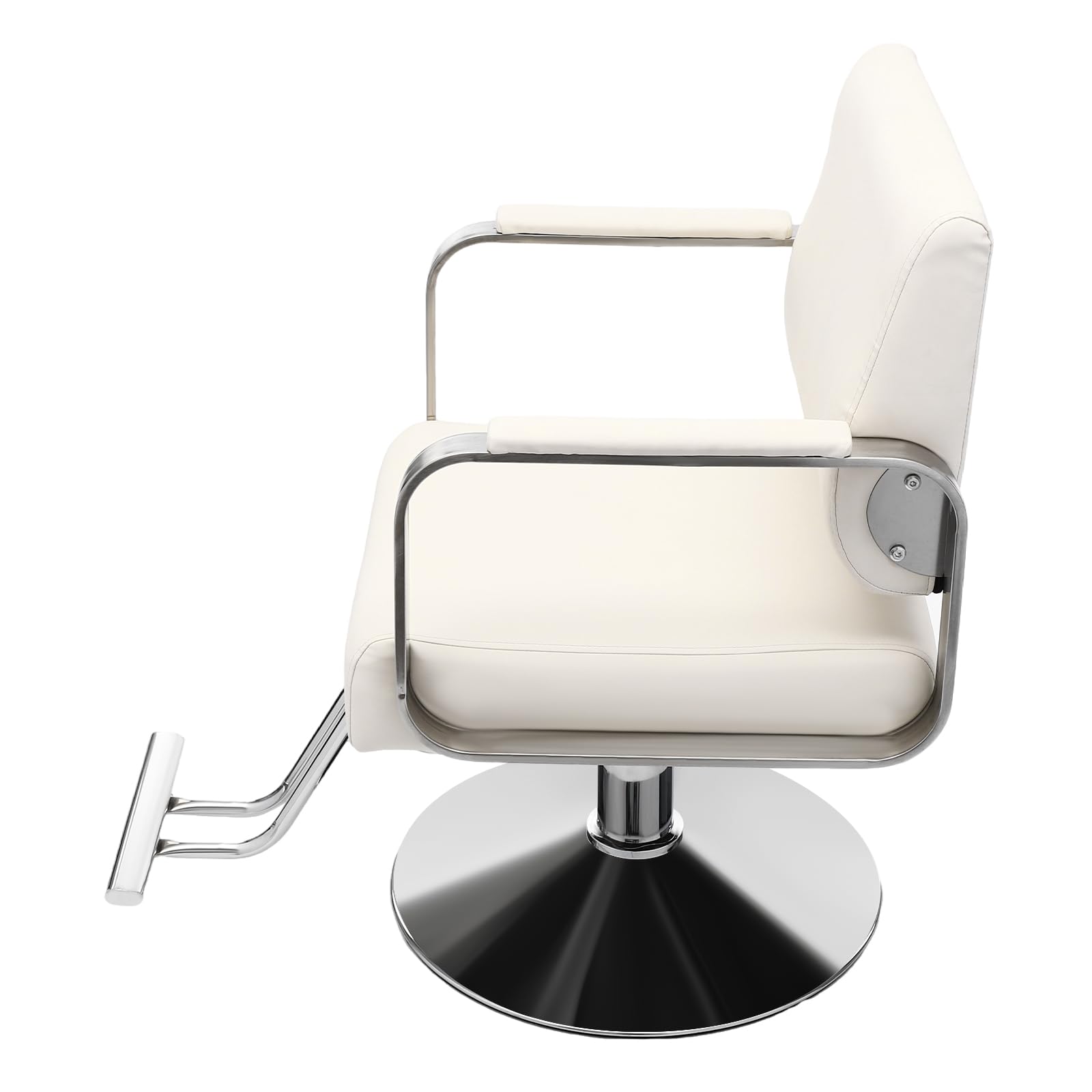 Professional Salon Styling Chair - 360° Rotatable Barber Chair for Hair Stylists, Portable Hairdressing Chair with Adjustable Height (Off-white & Silver) - Perfect for Home Salons, Barber Shops & Mobile Hair Stylists