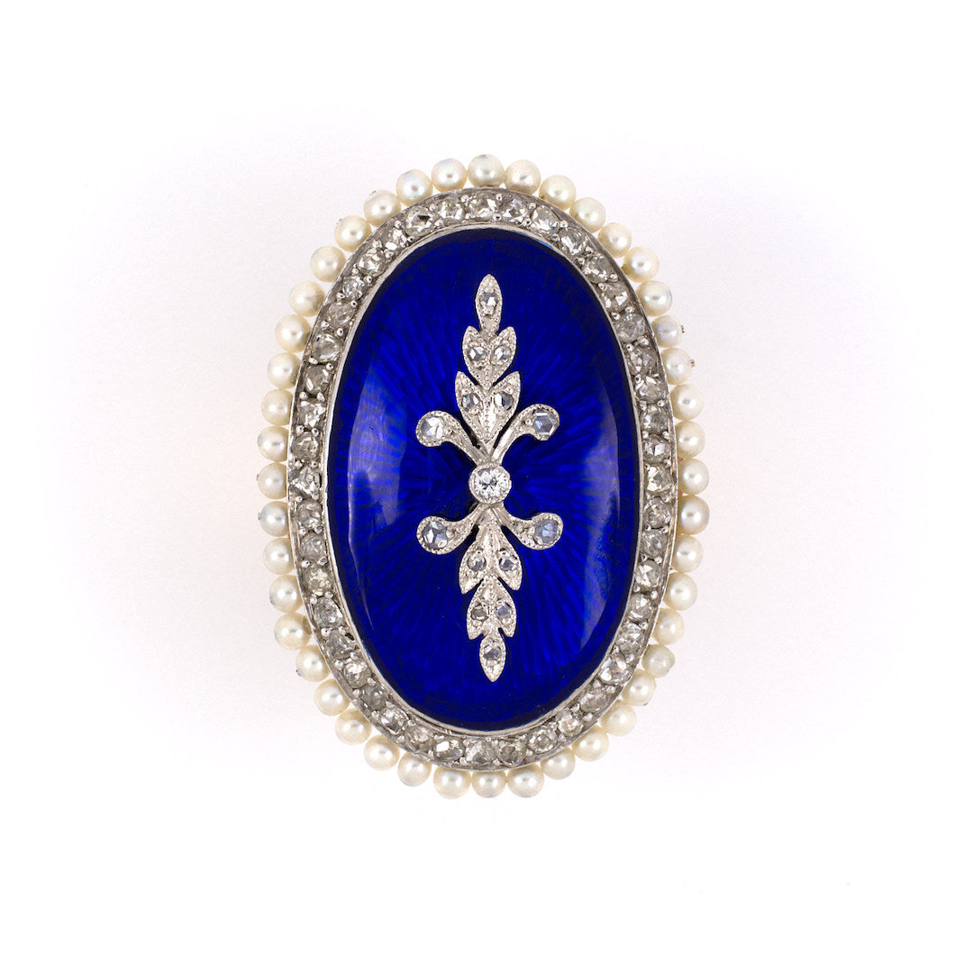 Victorian Style Retro Diamond Pearl & Enamel Dinner Ring - Elegant Antique Jewelry for Women | Perfect for Evening Parties, Weddings & Special Occasions