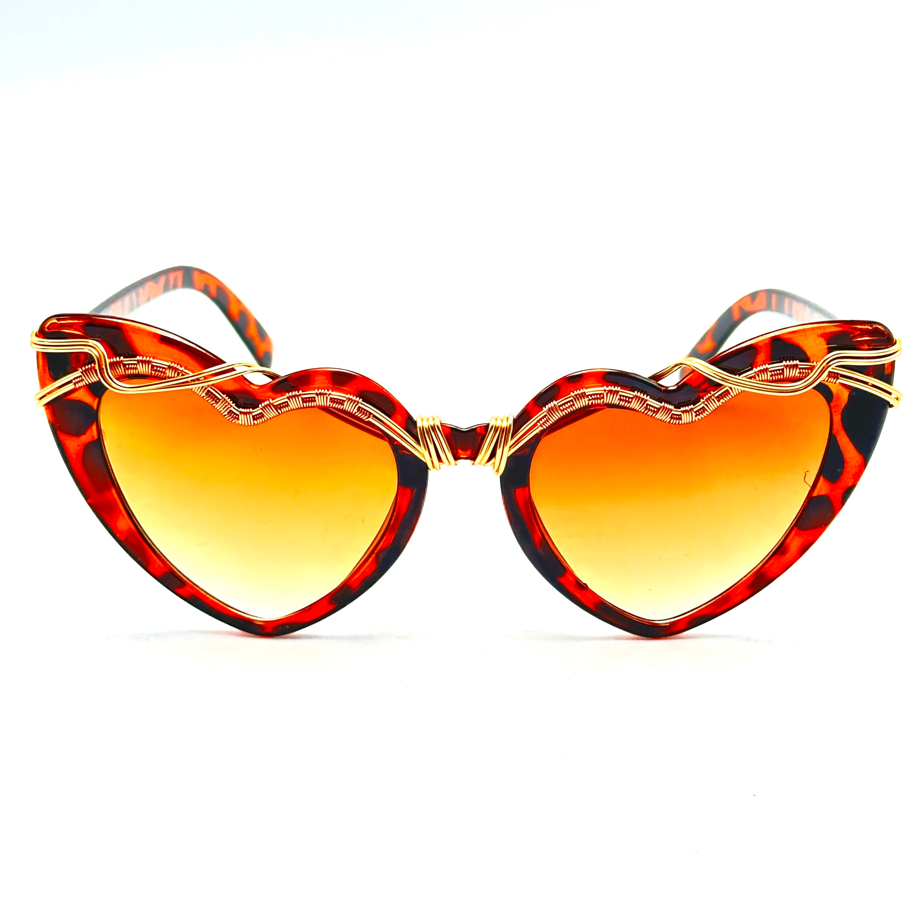 Hearts Tortoise Shell Pattern Sunglasses for Women - UV Protection, Fashionable & Lightweight - Perfect for Beach, Driving & Outdoor Activities