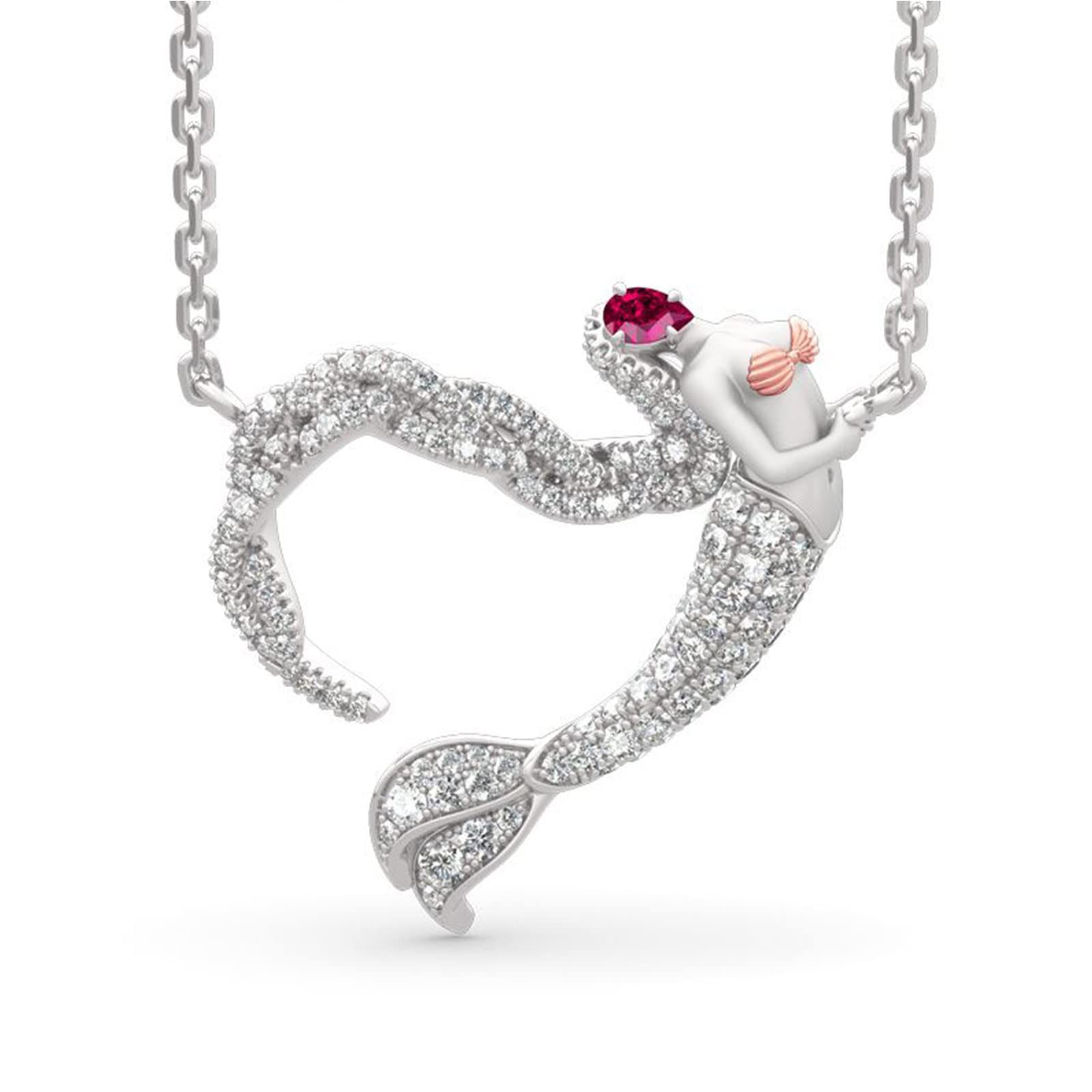 Jeulia Sterling Silver Mermaid Necklace for Women - Ocean's Light Pendant Jewelry, Valentine's Day & Birthday Gift for Her - Perfect for Beach Parties, Romantic Dates & Special Occasions