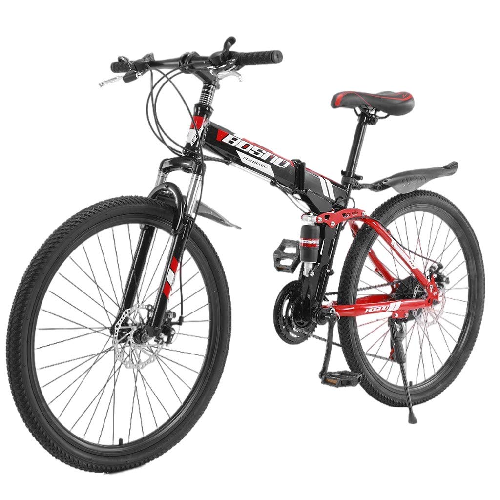 Premium 26 Inch Folding Mountain Bike - 21 Speed Shimano Gears, Full Suspension, Non-Slip Tires for Adults - Perfect for Commuting, Trail Riding & Outdoor Adventures