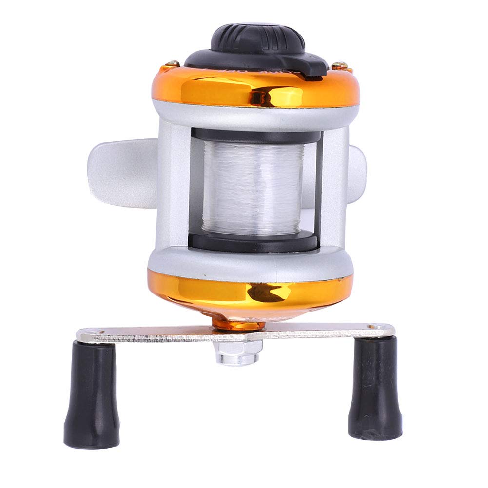 Premium Golden Ice Fishing Reel - Heavy Duty Trolling Wheel with Wire for Winter Ice Fishing | Ideal for Ice Anglers & Cold Weather Fishing Adventures