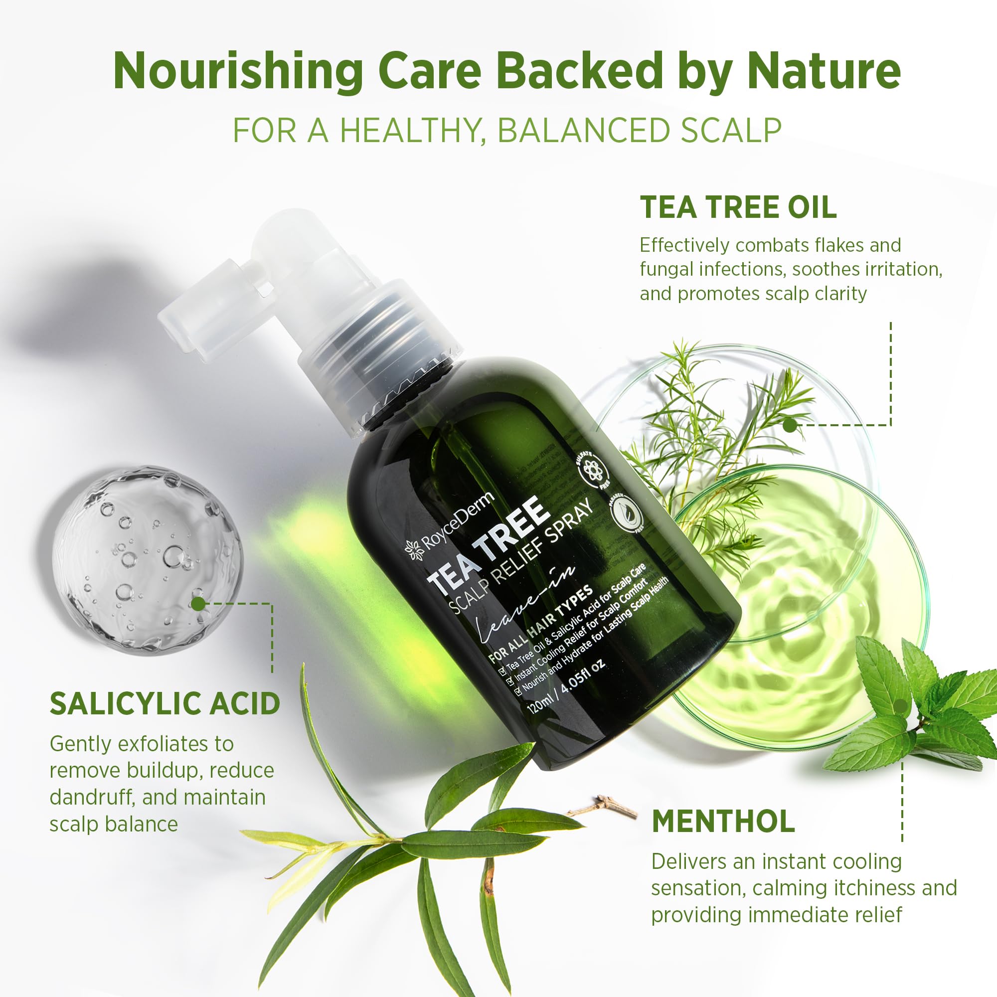 Roycederm Tea Tree Care Bundle - Antifungal Body Wash & Scalp Relief Spray for Athlete's Foot, Dandruff & Itchy Scalp | Natural Skin & Hair Care Solution for Men & Women
