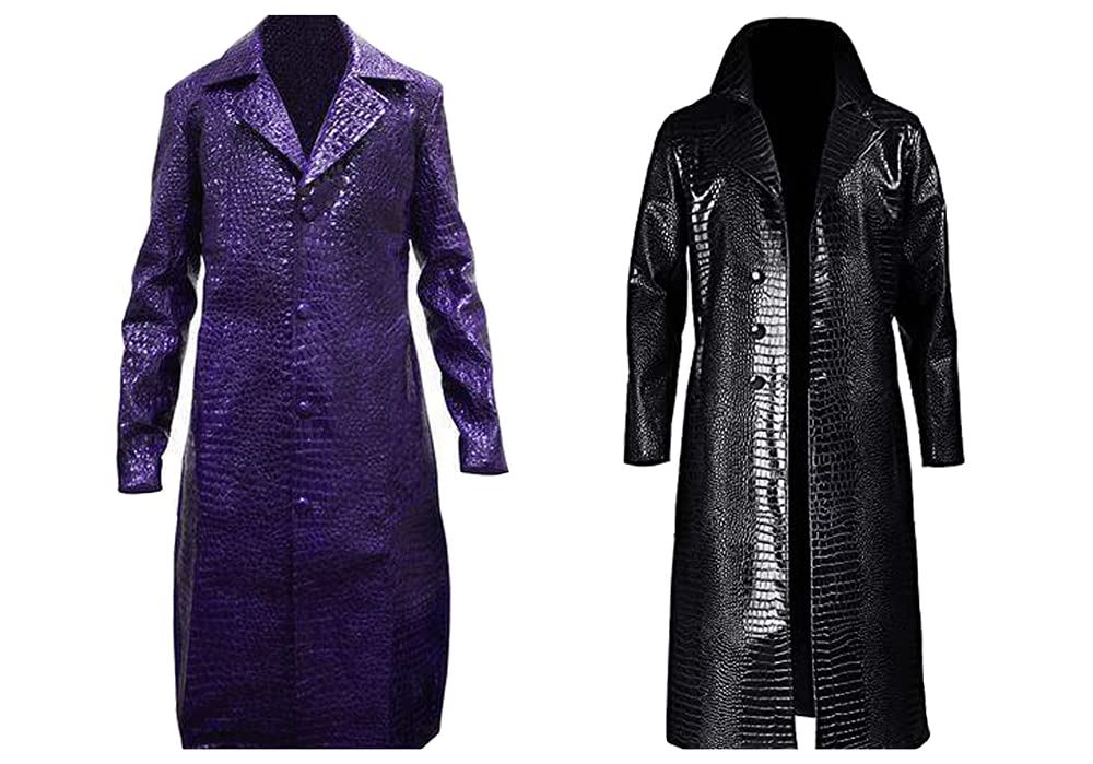 Men's Joker Cosplay Crocodile Costume Leather Trench Coat - Halloween, Cosplay, Comic Con & Themed Party Outfit