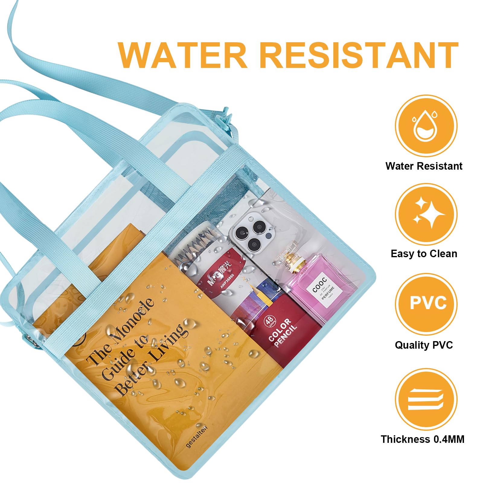 Clear Stadium Approved Tote Bag with Adjustable Straps - Transparent Purse for Concerts, Sports Events, Work & Travel - Perfect for NFL Games, Airport Security & Music Festivals