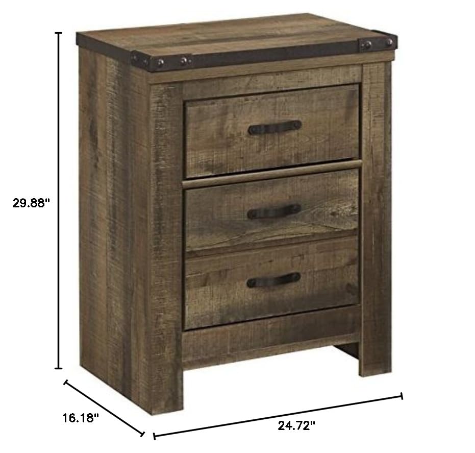Brown Wood Nightstand Set - 2 Drawer Night Stand & Matching 3-Piece Bedroom Furniture | Perfect for Master Bedroom, Guest Room & Apartment Decor