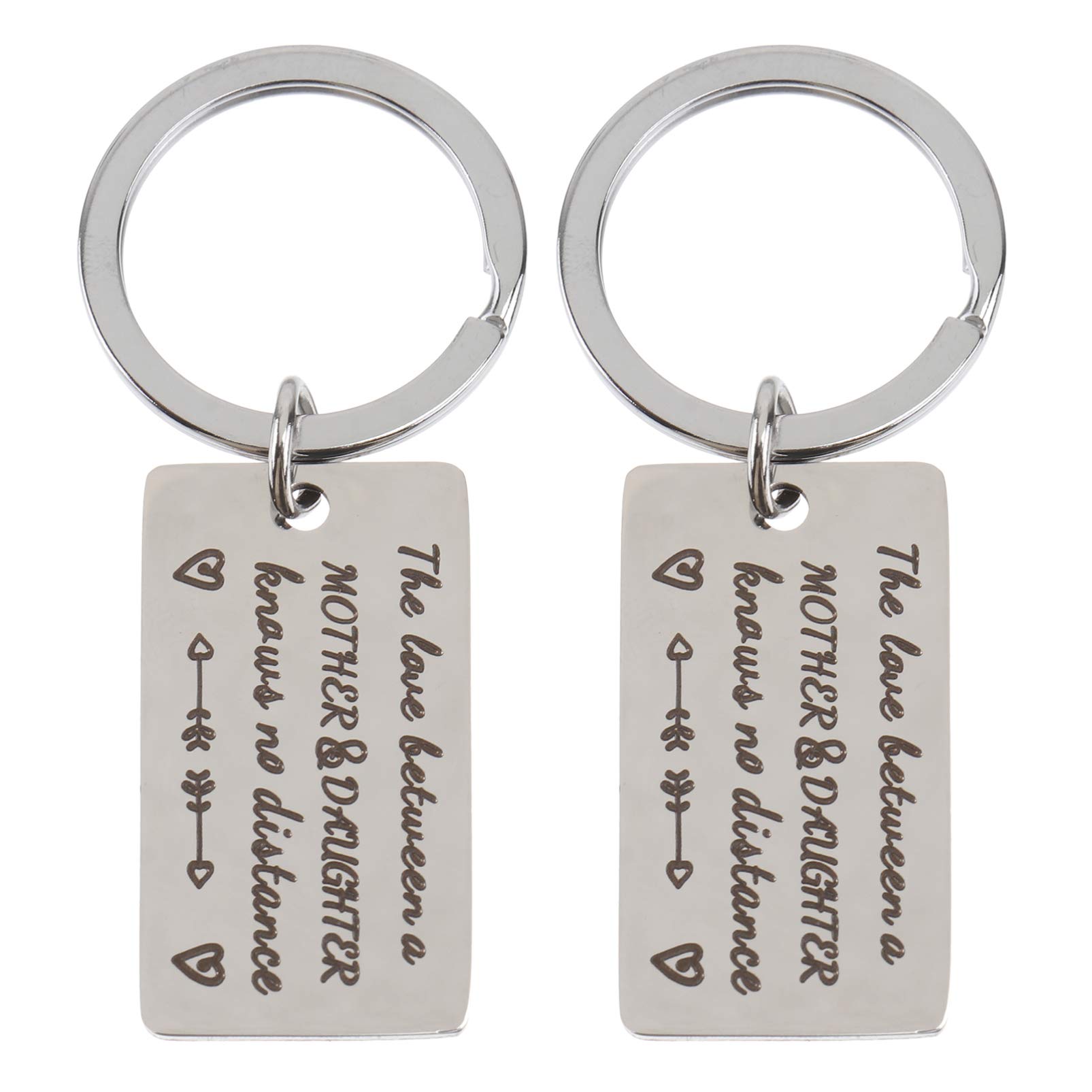 2Pcs Mother's Day Keychain Gift Set - Stainless Steel Keyring for Mom, Daughter to Mom Present - Perfect for Birthdays, Anniversaries & Special Occasions