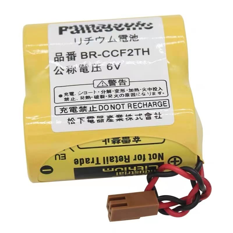 10 Pack BR-CCF2TH 6V 5000mAh Non-Rechargeable Battery with Brown Plug - Compatible with Fanuc A98L-0001-0902 & A98L-0031-0006 PLC Backup Power - Ideal for Industrial Automation & CNC Machine Maintenance