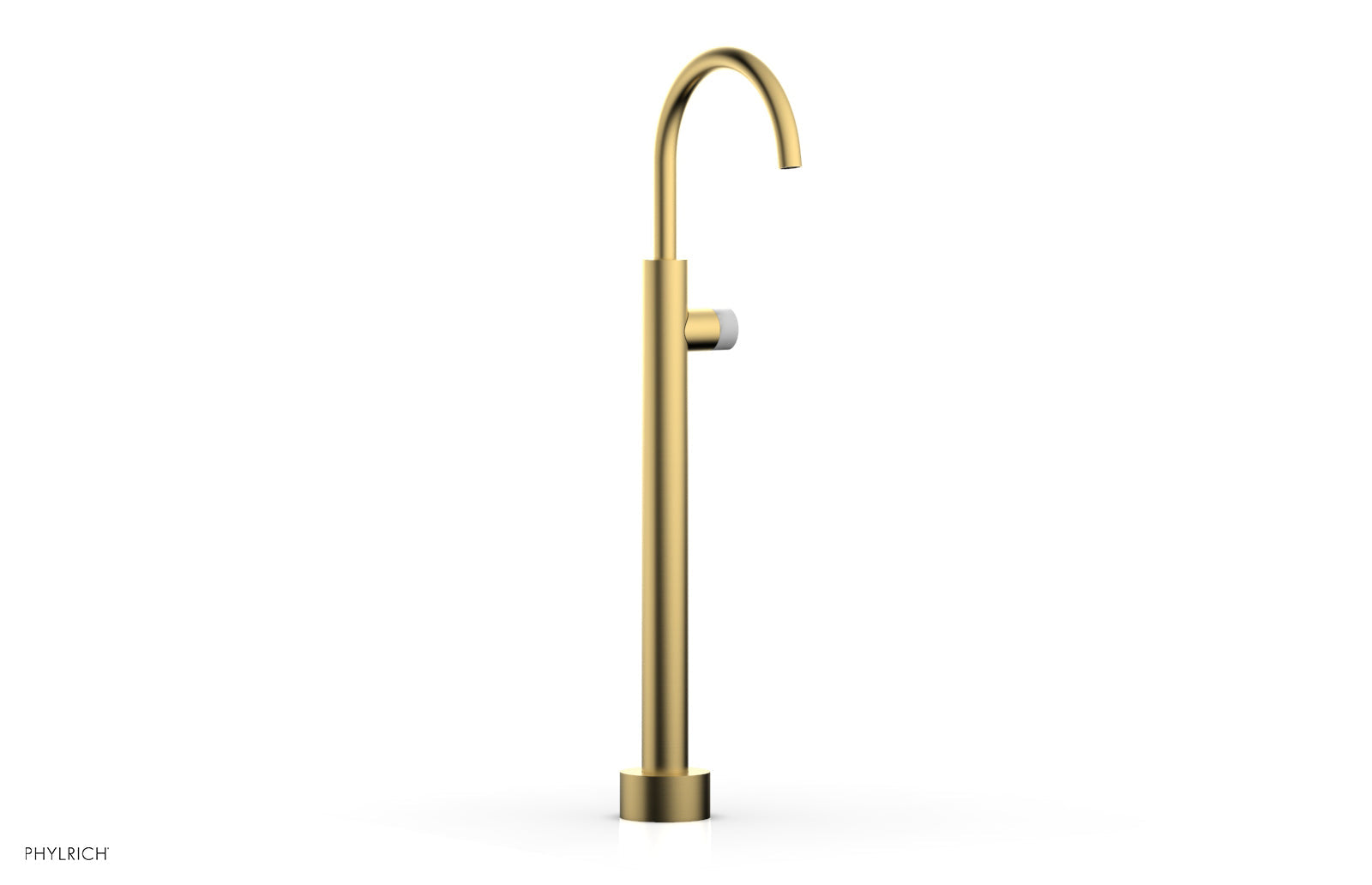 BASIC II Low Floor Mount Tub Filler with White Marble Handle - Model 230 47 04 - Perfect for Modern Bathroom Renovations and Spa-Like Bathtub Installations