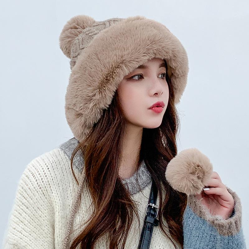 Women's Winter Thick Warm Fuzzy Faux Fur Beanie Hat for Cold Weather - Cozy Outdoor Activities & Fashion Accessory