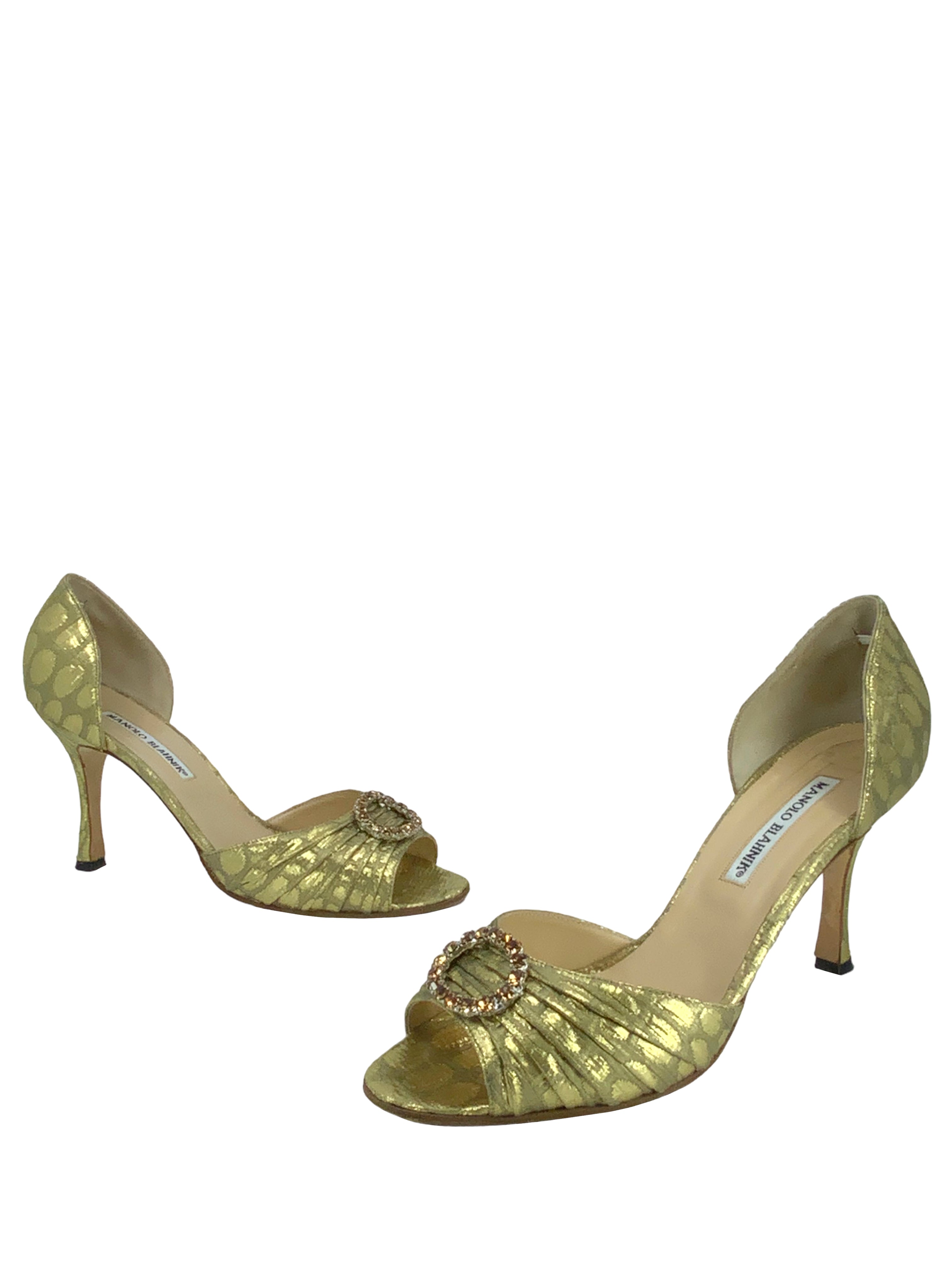 Manolo Blahnik Sedaraby Embellished d'Orsay Pumps - Women's Luxury Heels Size 9.5 | Perfect for Weddings, Parties & Special Occasions