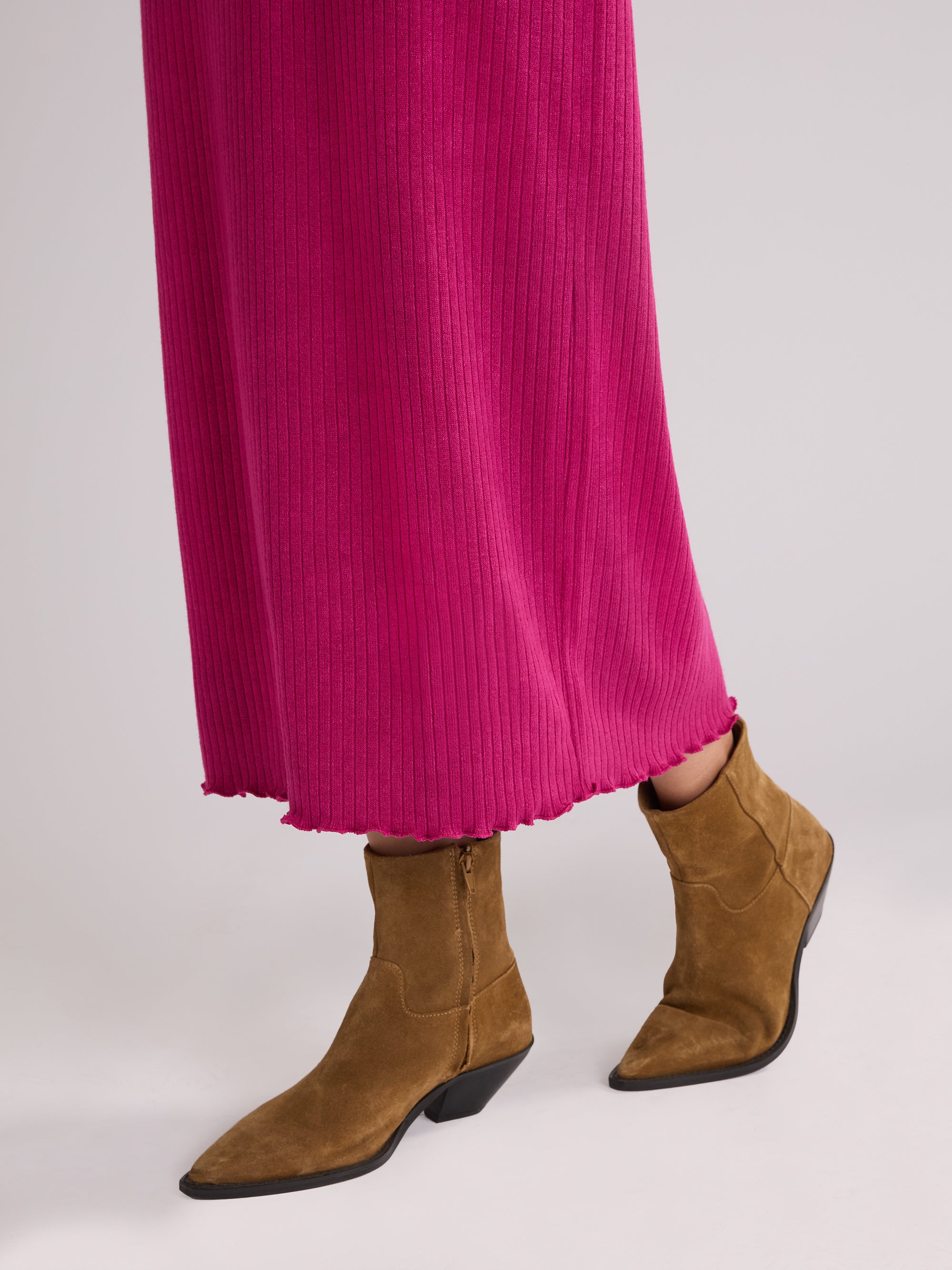 Petite Berry Rib Knit High Neck Dress for Women - Flattering Fit, Stretchy Comfort - Perfect for Date Night, Office Wear & Special Occasions