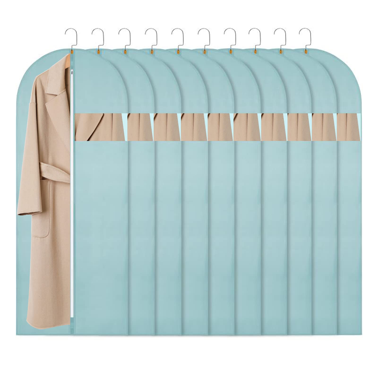 SNHTLS 10-Pack Hanging Garment Bags - Breathable Suit Covers for Closet Storage & Travel (24