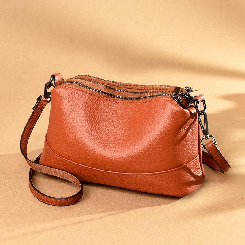 **Genuine Cowhide Crossbody Bag for Women - Fashionable Summer Shoulder Purse for Middle-Aged Ladies - Perfect for Work, Travel & Casual Outings**