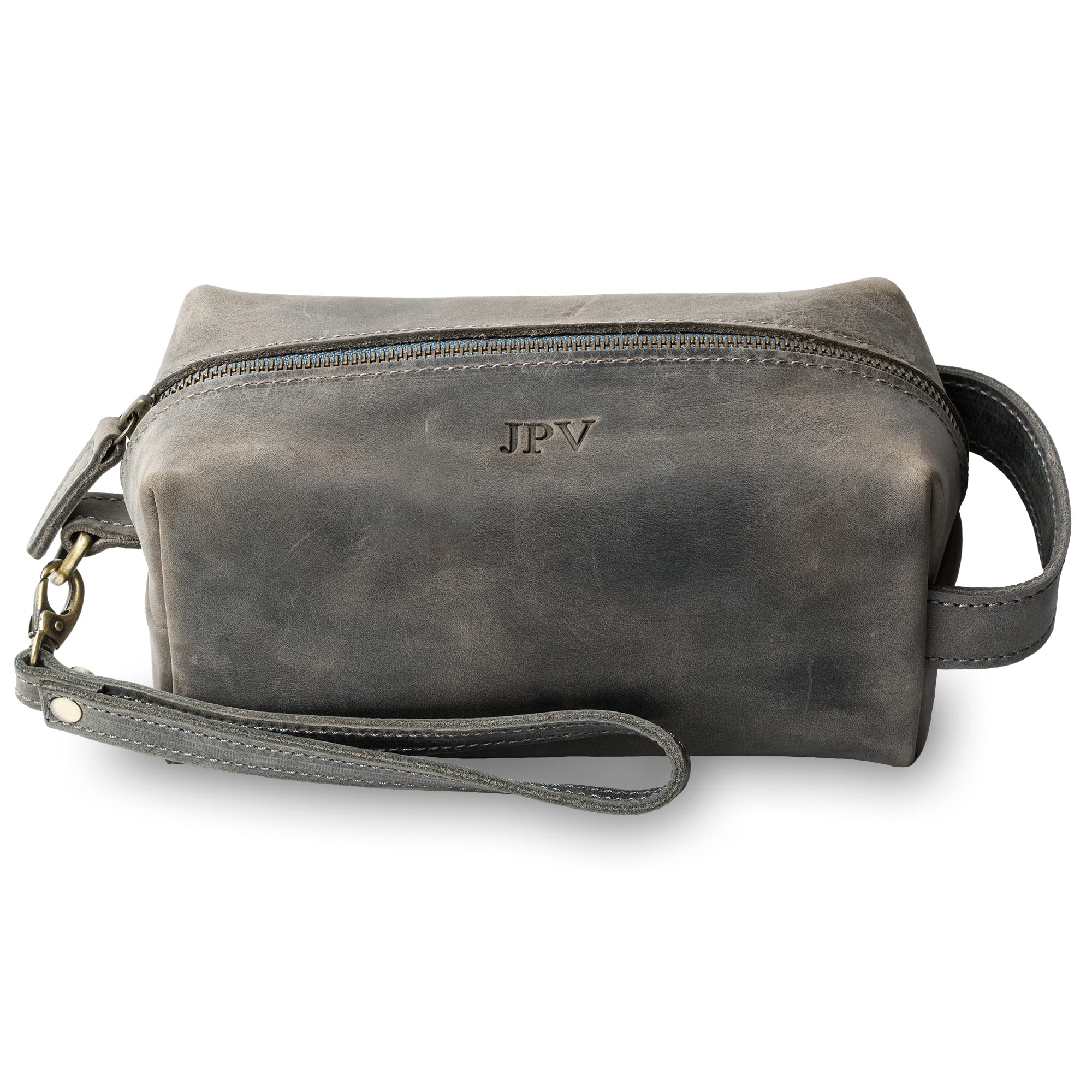 PEGAI Personalized Leather Travel Toiletry Bag for Men | Handmade Top Grain Distressed Dopp Kit, Shaving Kit Case & Travel Organizer - Perfect for Business Trips, Camping & Grooming Essentials (Lee Rock)
