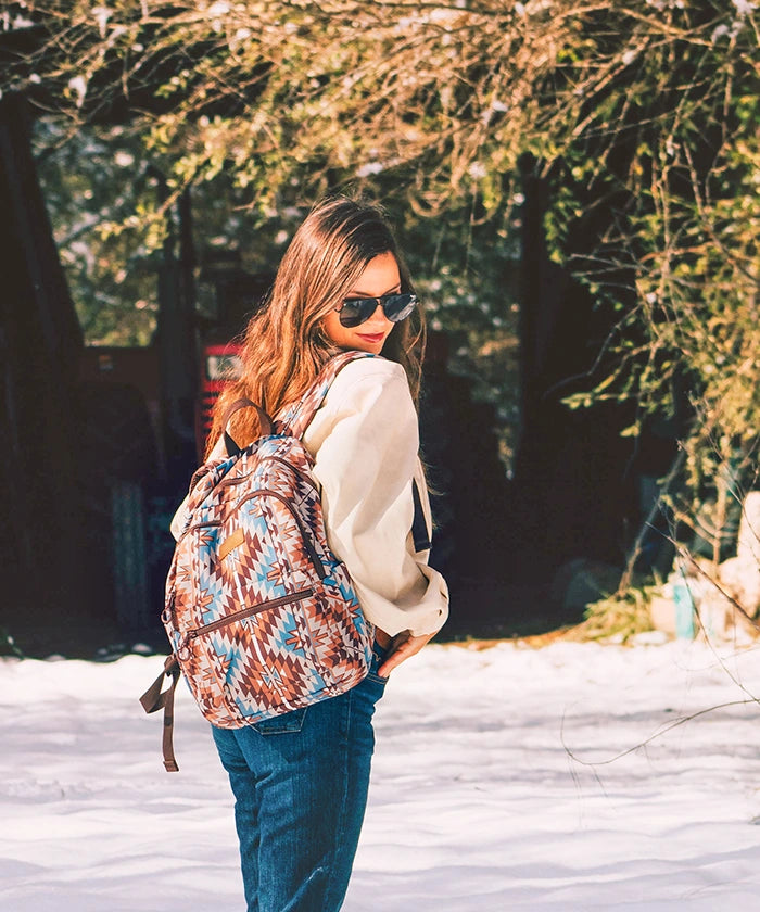 Wrangler Aztec Printed Diaper Bag Backpack - Stylish & Spacious Baby Essentials Organizer for Moms | Perfect for Travel, Daycare & Family Outings