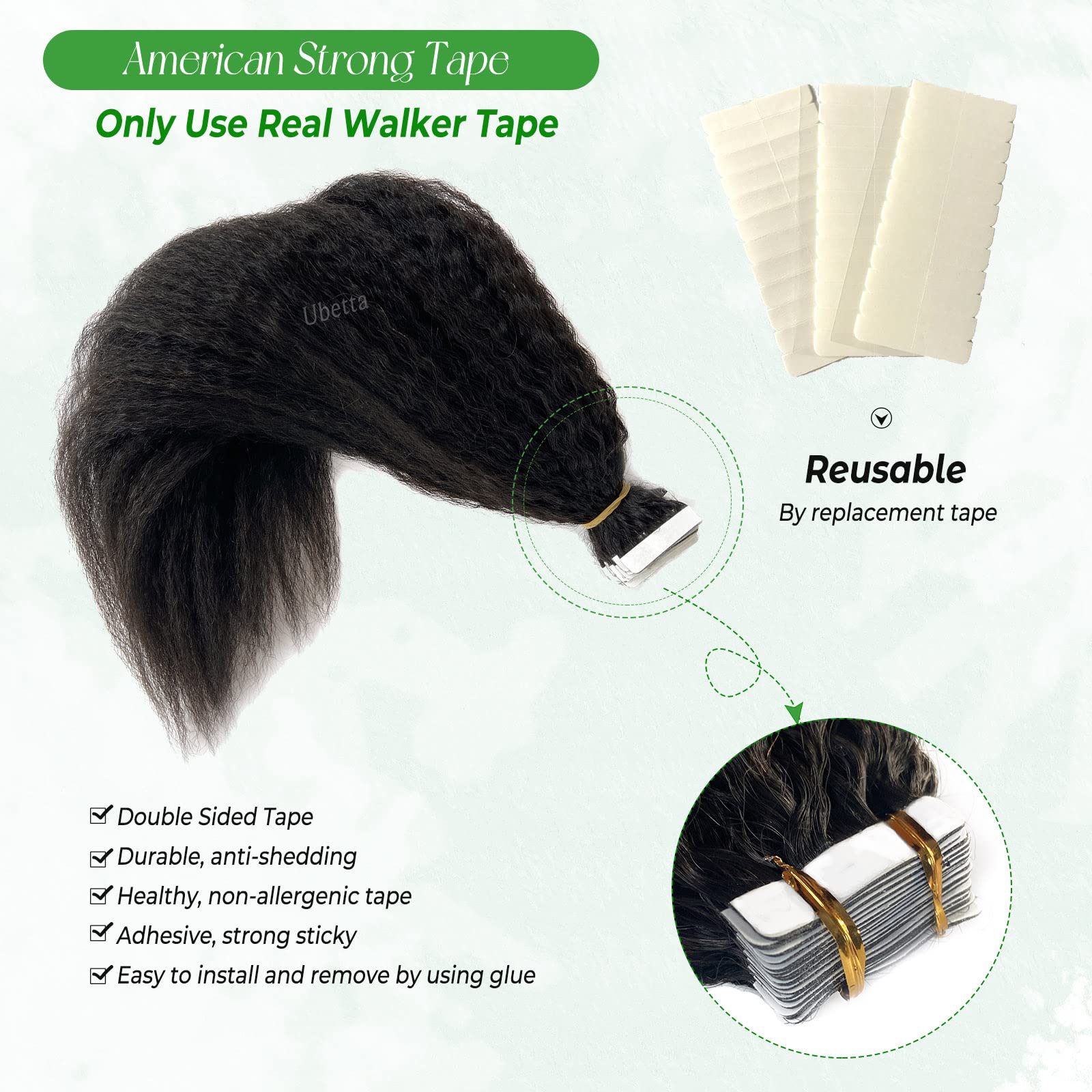 Tape in Hair Extensions 24 Inch Kinky Straight Human Hair - 40 Pieces 100g Natural Black Invisible Tape Extensions for Black Women | Perfect for Short Hair, Styling, Volume Boost & Everyday Wear