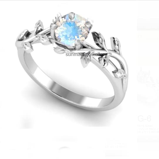 Vine Leaf Rainbow Moonstone Ring - Nature Inspired Moonstone Engagement & Promise Ring in Rose Gold - Perfect Anniversary Gift for Her - Ideal for Weddings, Proposals & Special Occasions