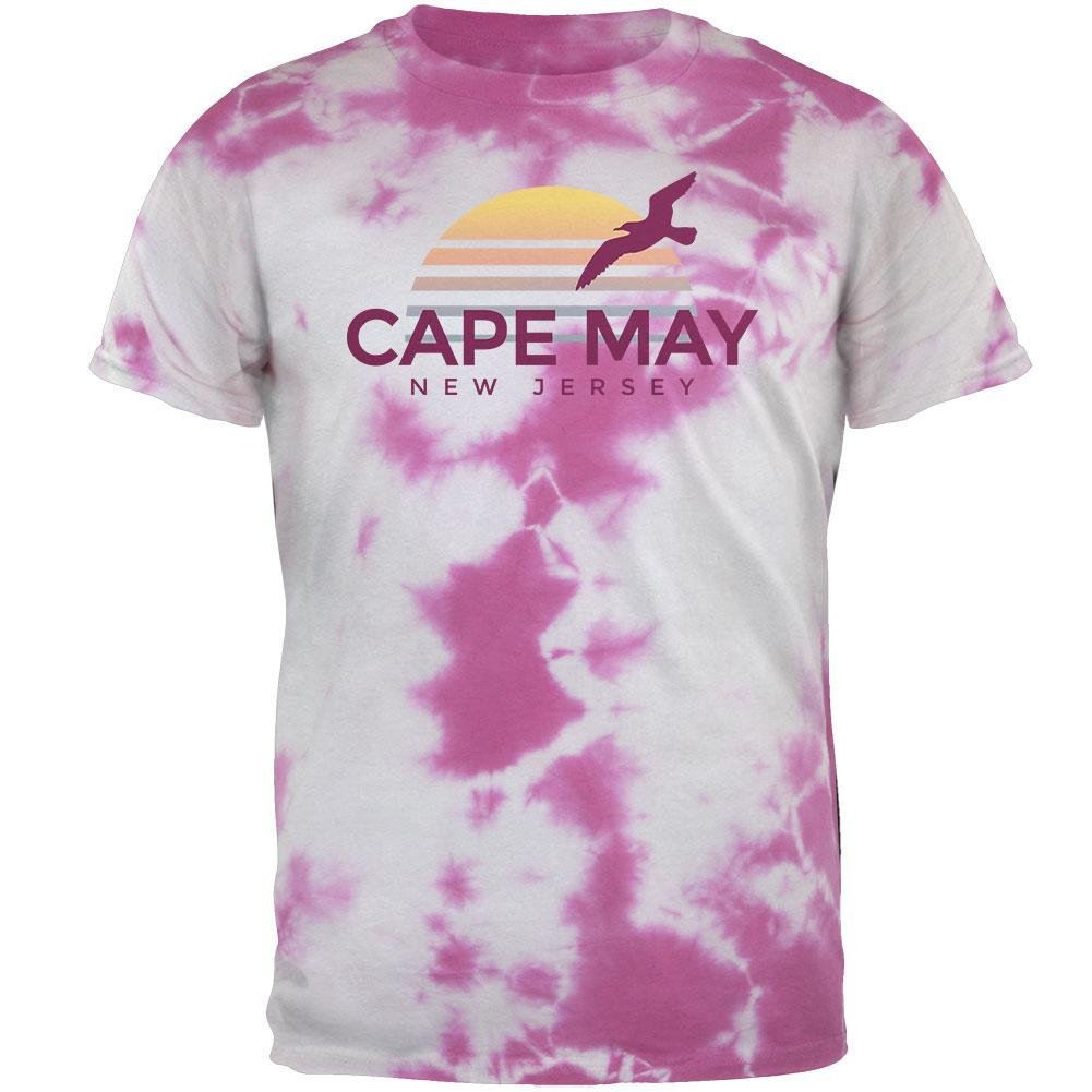 Beach Sun Cape May New Jersey Men's T-Shirt - Lightning Pink Tie Dye Size Large | Casual Summer Wear, Vacation Outfit, Gift for Beach Lovers