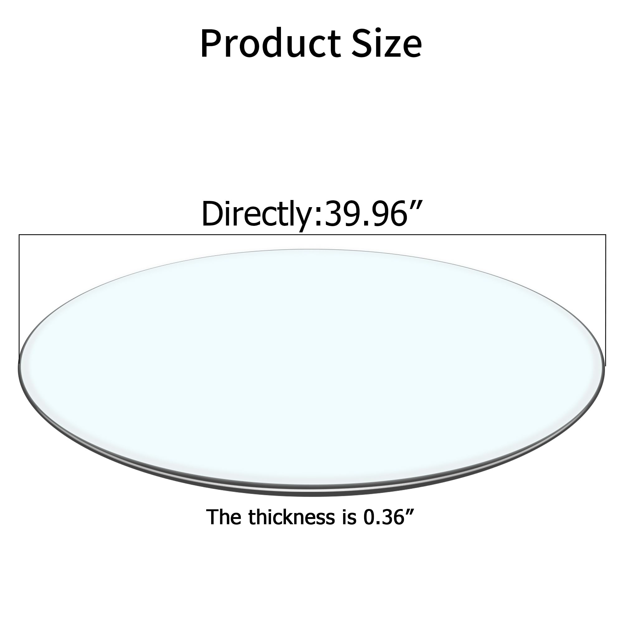 40 Inch Round Tempered Glass Table Top - 0.35