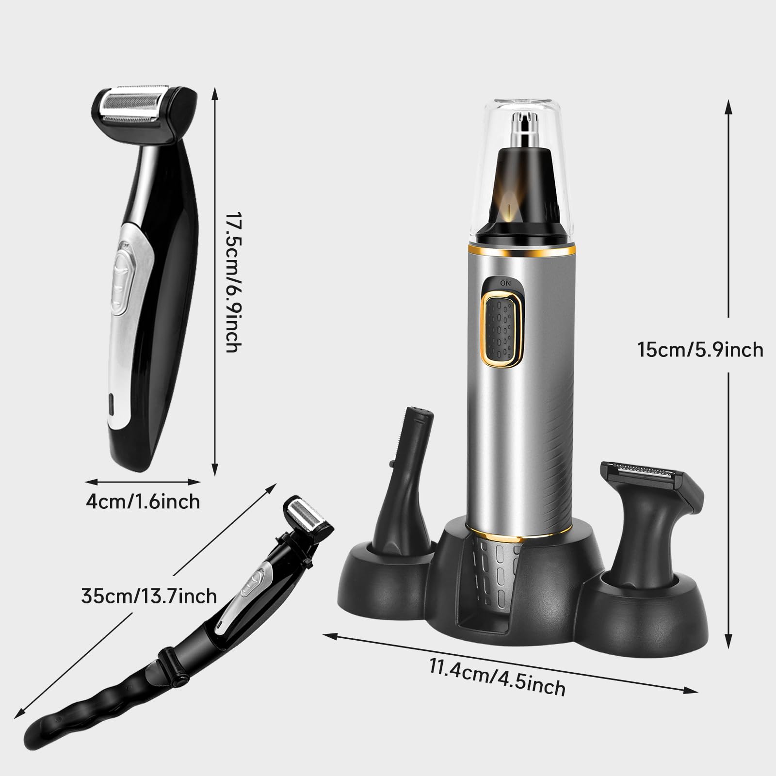 Men's Electric Back Shaver with Long Handle - Rechargeable Body Groomer for Effortless Hair Removal | Includes Nose Trimmer & Multifunctional Design | Perfect for Back, Shoulder & Hard-to-Reach Areas | Ideal for Home Grooming & Travel