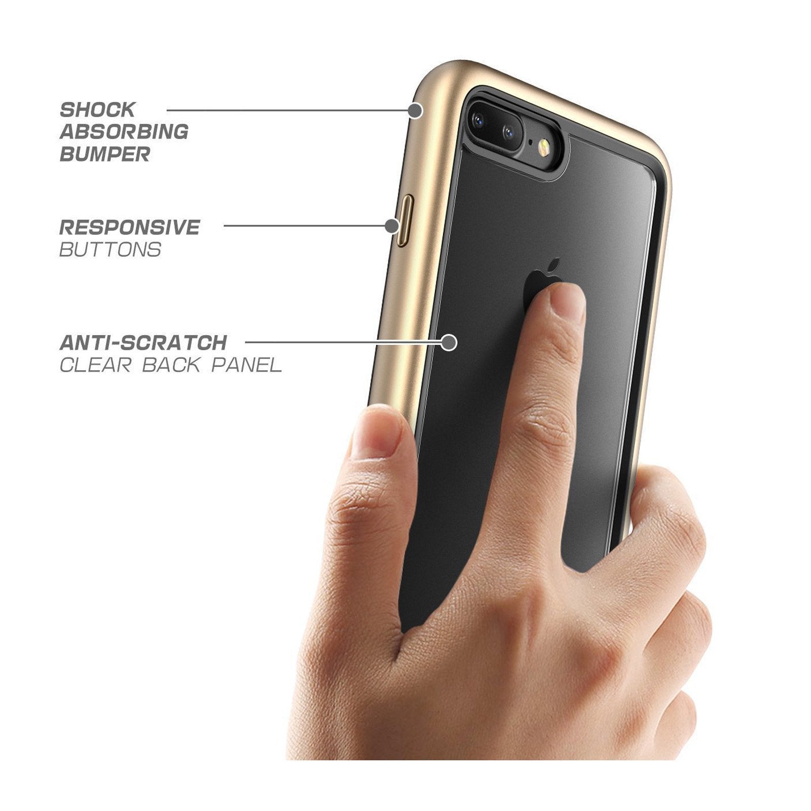 iPhone 7 Plus / 8 Plus Case, SUPCASE Unicorn Beetle Series Premium Hybrid Protective Cover with Built-in Screen Protector (Gold) - Shockproof & Slim Design for Everyday Use, Outdoor Activities & Travel Protection