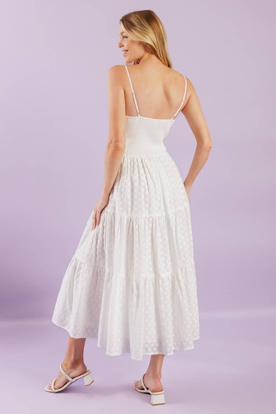 Enchanting Moments Woven Midi Dress - Elegant Floral Summer Dress for Women, Perfect for Weddings, Parties & Date Nights