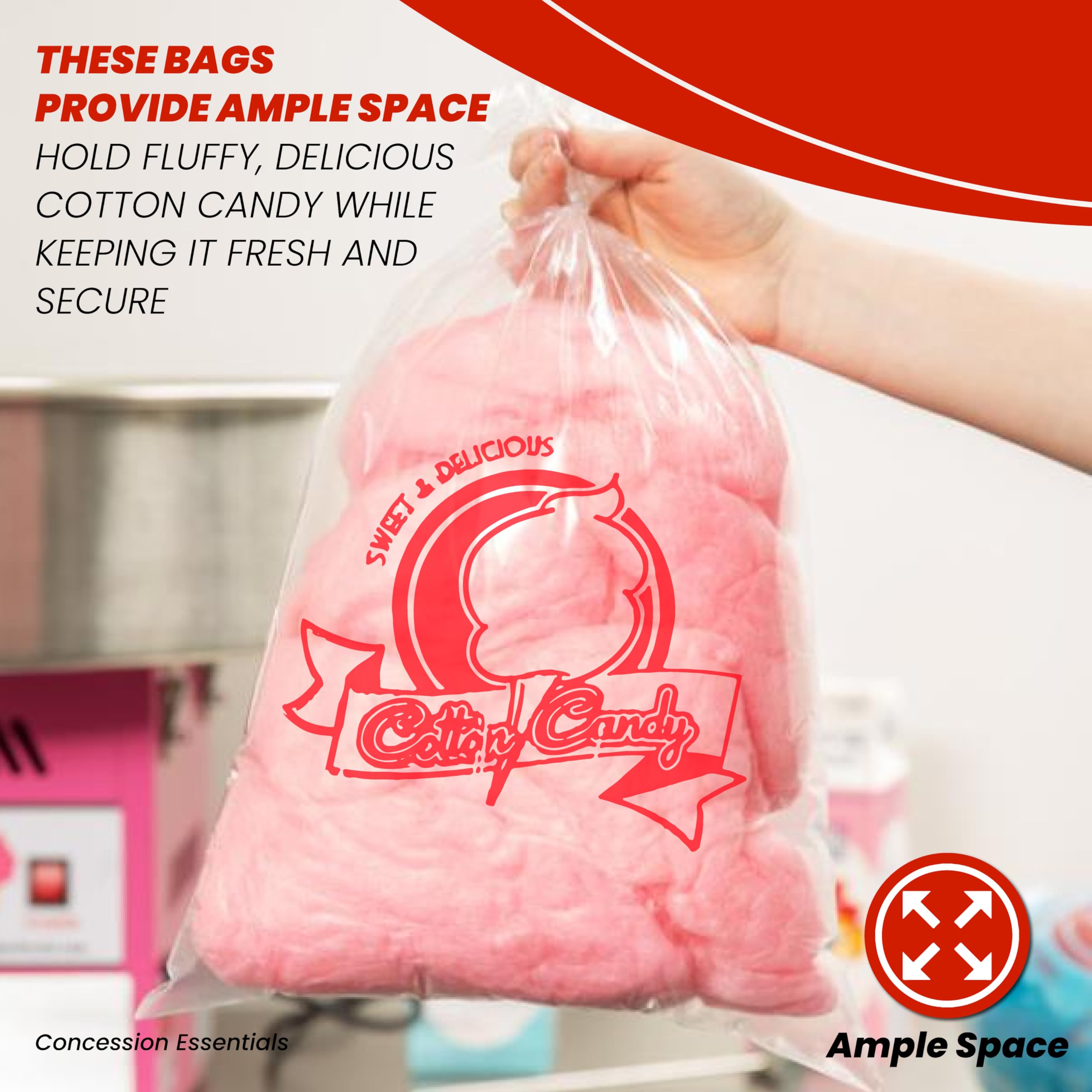 300 Count Cotton Candy Bags with Twist Ties - 0.5