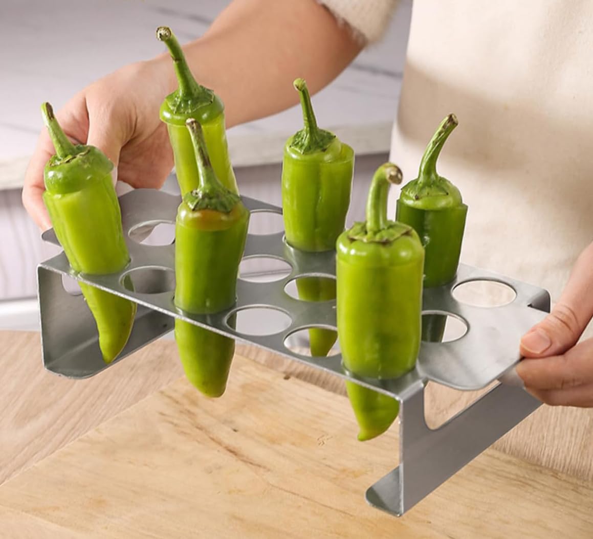 Stainless Steel Jalapeno Grill Rack with Corer Tool - 18 Hole BBQ Jalapeno Popper Holder & Drumstick Chicken Wing Roaster for Smoker, Oven - Perfect for Backyard Grilling, Tailgating & Outdoor Cooking