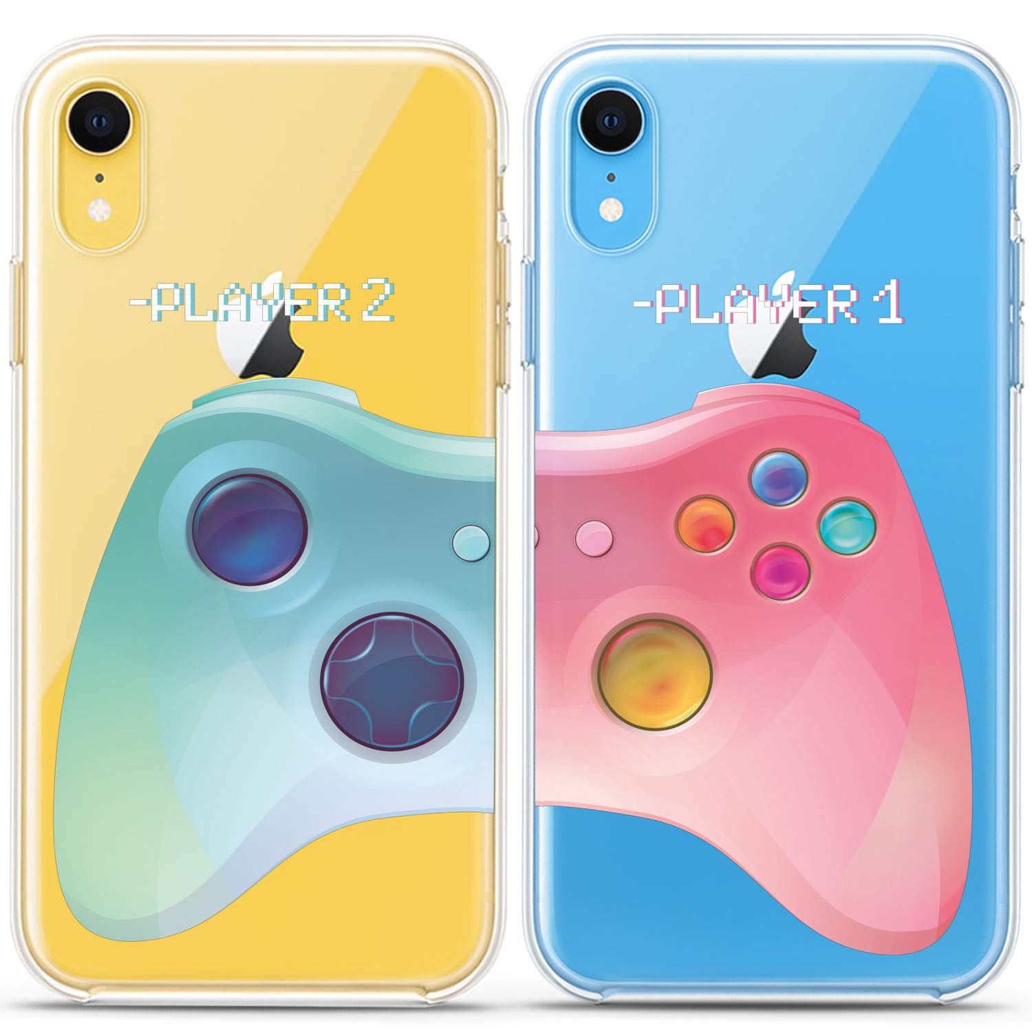 Funny Matching Couple Phone Cases for iPhone 16/15/14/13/12/11 Pro Max/Mini/Xs/X/6s/8 Plus/7+/Xr/10/SE/5 - Pink & Blue Silicone Covers for Him & Her - Perfect Anniversary Gift for Couples, Boyfriend & Girlfriend - Great for Date Nights, Travel & Relationship Goals