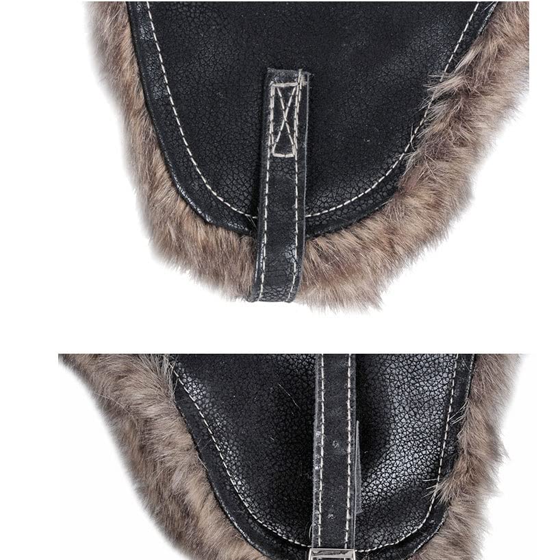 Men's Leather Pilot Hat with Faux Fur Earflaps - Warm Winter Hunting Cap for Outdoor Activities (Brown, 55-60cm) - Perfect for Skiing, Snowboarding & Cold Weather Adventures
