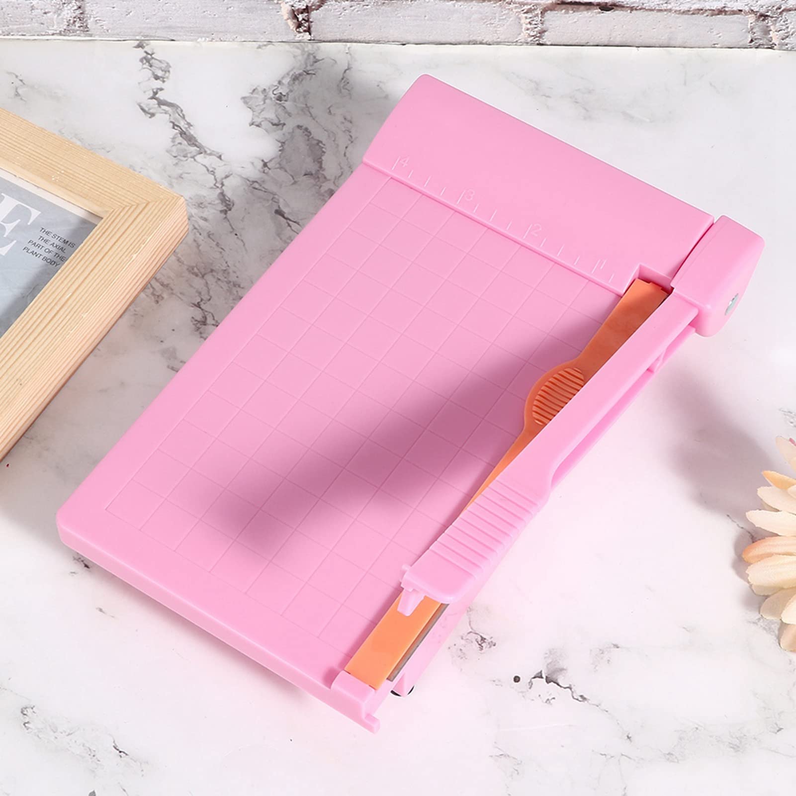 Portable Mini Paper Cutter - Precision Paper Trimmer for Cardstock, Photos & Scrapbooking | Gridded Cutting Board with Knife | Ideal for DIY Crafts, ID Photos & Office Use