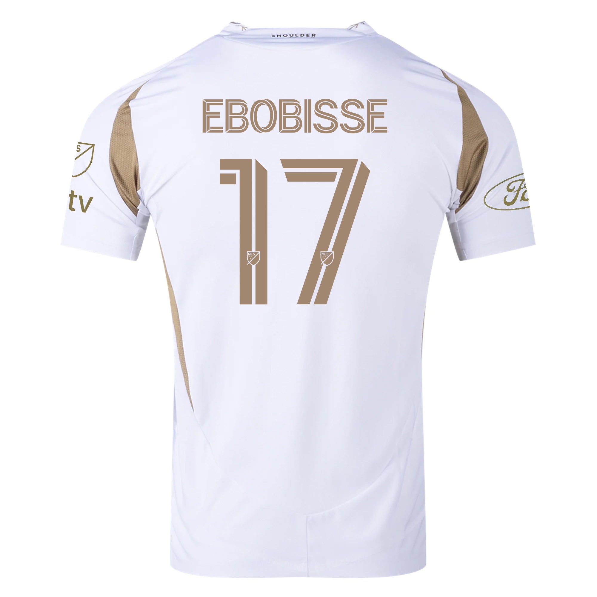 Adidas Jeremy Ebobisse LAFC Authentic Away Jersey 25/26 - White/Gold with MLS, Apple & Ford Logos | Official Soccer Jersey for Fans & Game Day