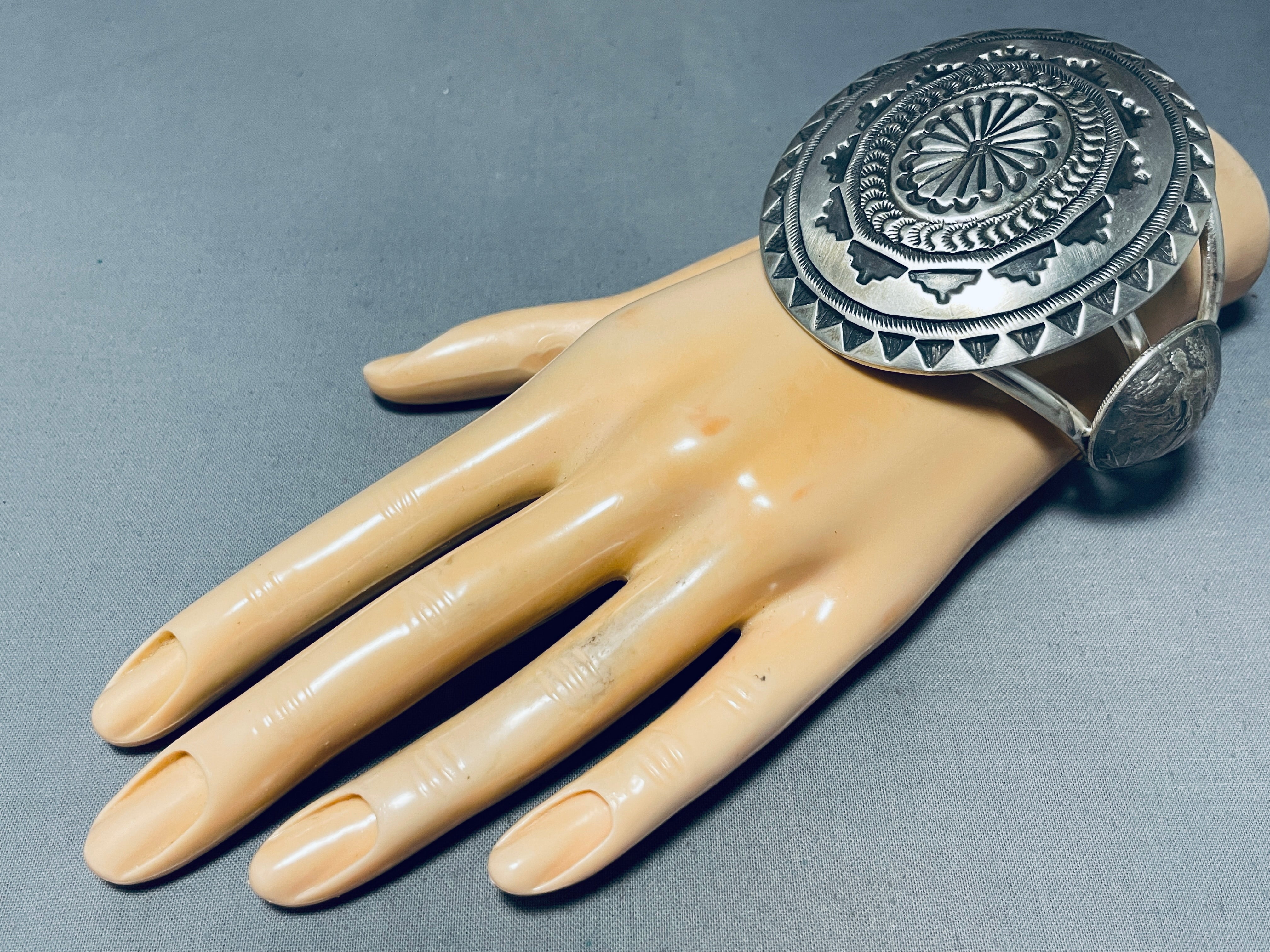 102 Grams Navajo Sterling Silver Concho & Coin Bracelet - Authentic Native American Jewelry for Women, Handmade Southwest Style Bangle for Boho Fashion & Special Occasions
