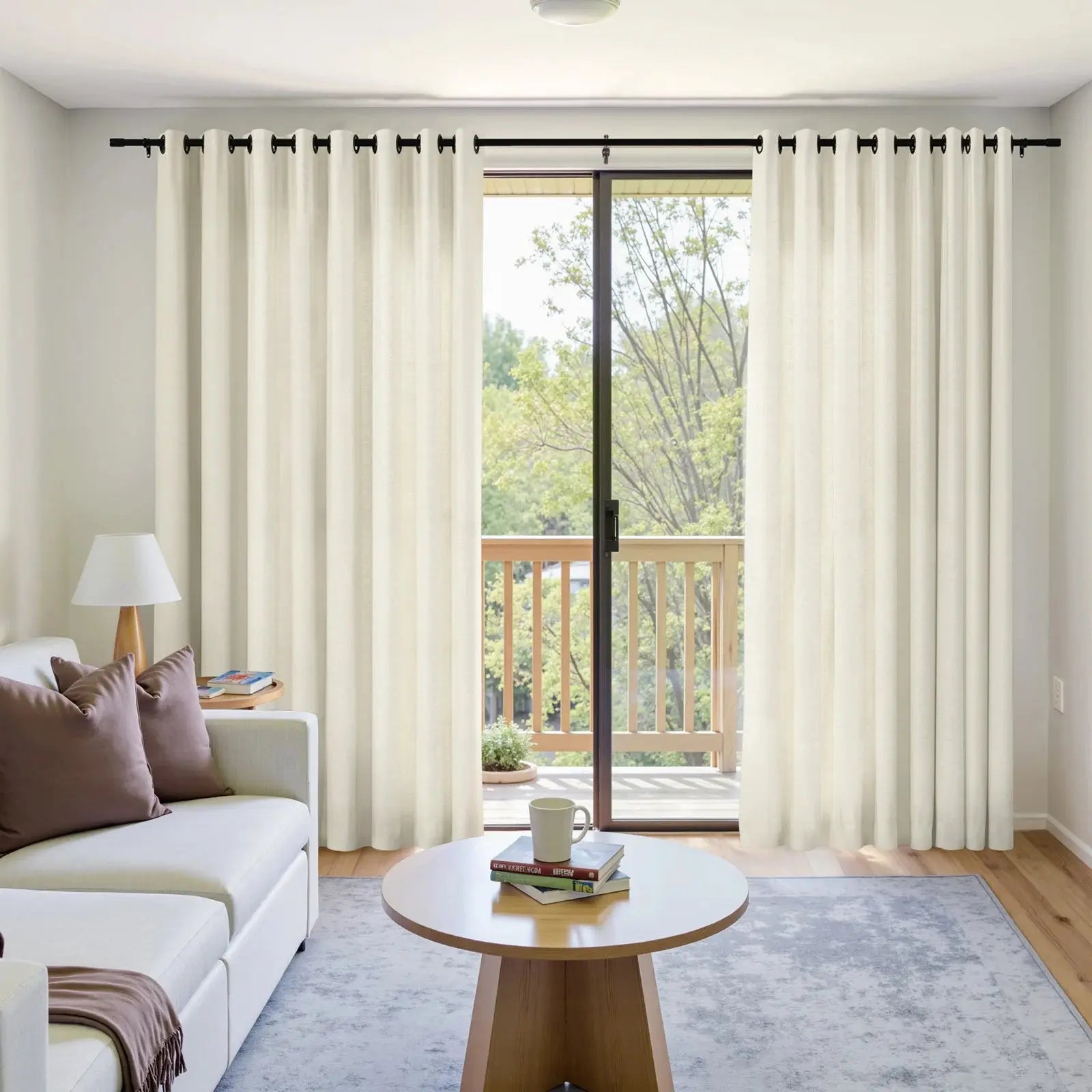 Isabella Heavyweight Cotton Grommet Curtains - Blackout Drapes for Living Room & Bedroom - Noise Reducing Thermal Insulated Window Panels (Set of 2)