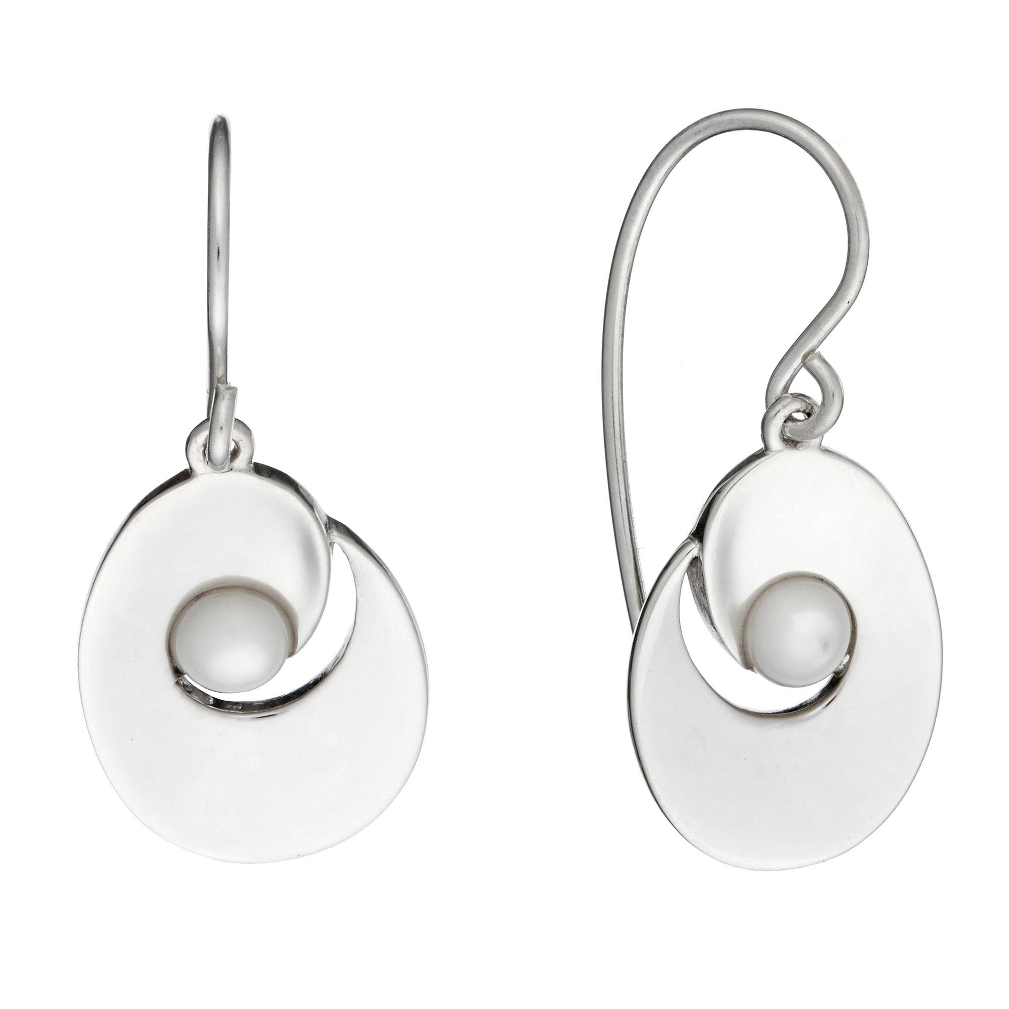 925 Sterling Silver Mother of Pearl Earrings and Necklace Set - White Shell Oval Oyster Jewelry for Women, 18