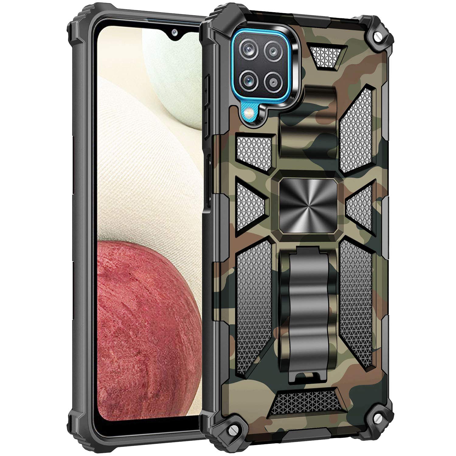 Military Grade Shockproof Samsung Galaxy A42 Phone Case - Heavy Duty Camouflage Cover with Magnetic Closure | Anti-Fall Protection for Outdoor, Hiking & Adventure Activities (Army Green)