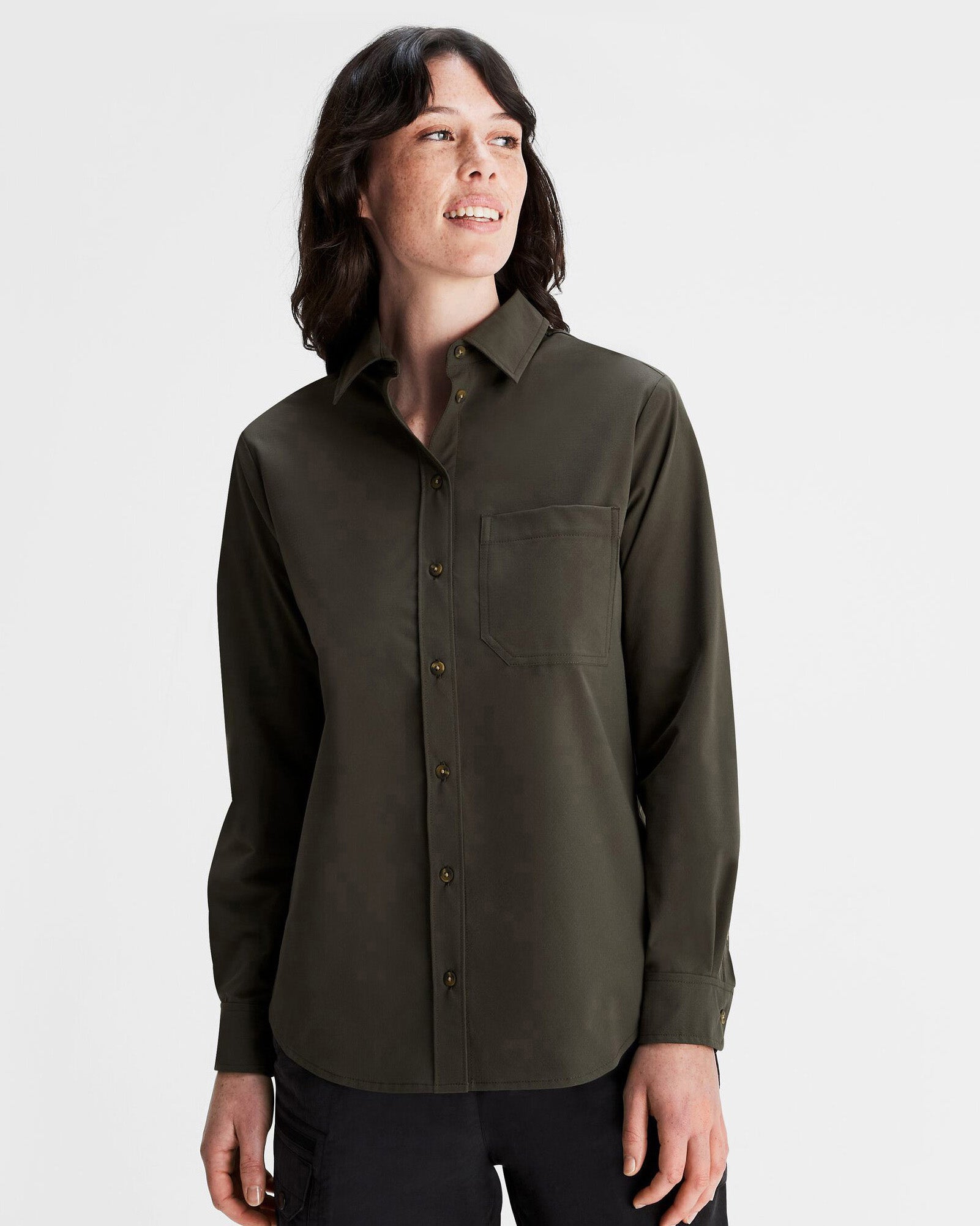 Women's Corsair Long Sleeve Shirt - Dark Moss Green Casual Top for Hiking, Travel & Everyday Wear