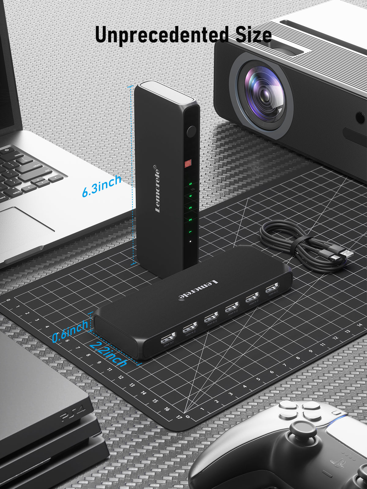 Lemorele 5 in 1 HDMI Switch Box - 4K 60Hz HDMI Splitter with Remote Control for PS5, Xbox, Roku, Fire TV, Apple TV | Home Theater & Gaming Setup Accessory