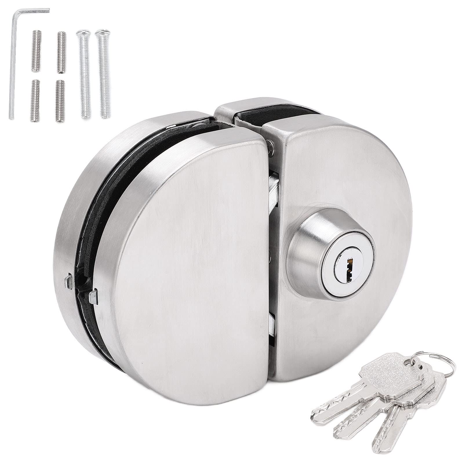 High Security Glass Door Lock - Easy Installation, Heavy Duty Frameless Design with 3 Keys for 10-12mm Glass - Perfect for Office & Home Security (Bathroom, Shower, Balcony & Commercial Spaces)