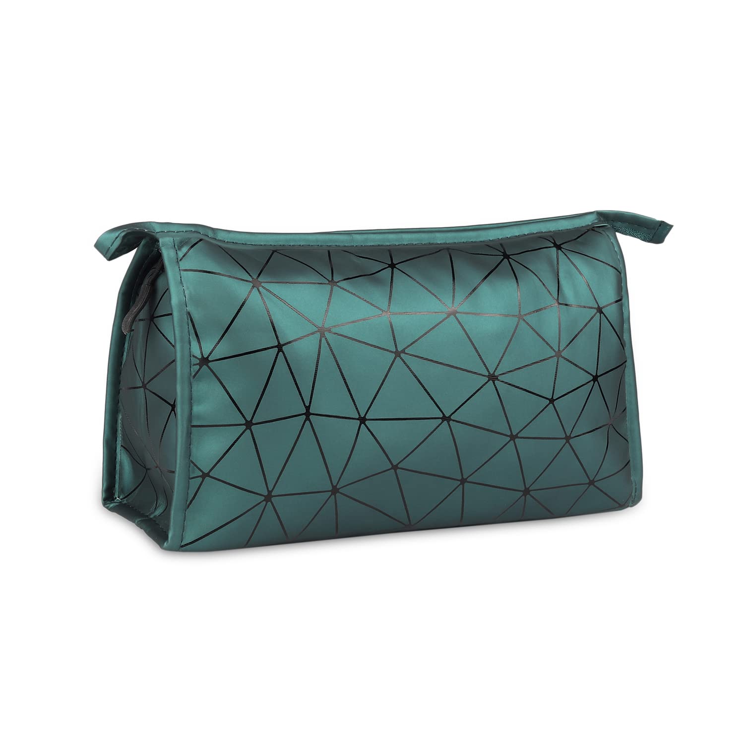 **Ayaha PU Diamond Print Makeup Bag for Women - Waterproof Cosmetic Pouch for Travel, Gym & Daily Use - Stylish Makeup Organizer for Brushes & Accessories (Green)**
