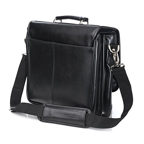 Premium Alpine Swiss Leather Briefcase for Men - Stylish Double Buckle Flap Over Business Bag in Black - Perfect for Office, Meetings & Professional Work