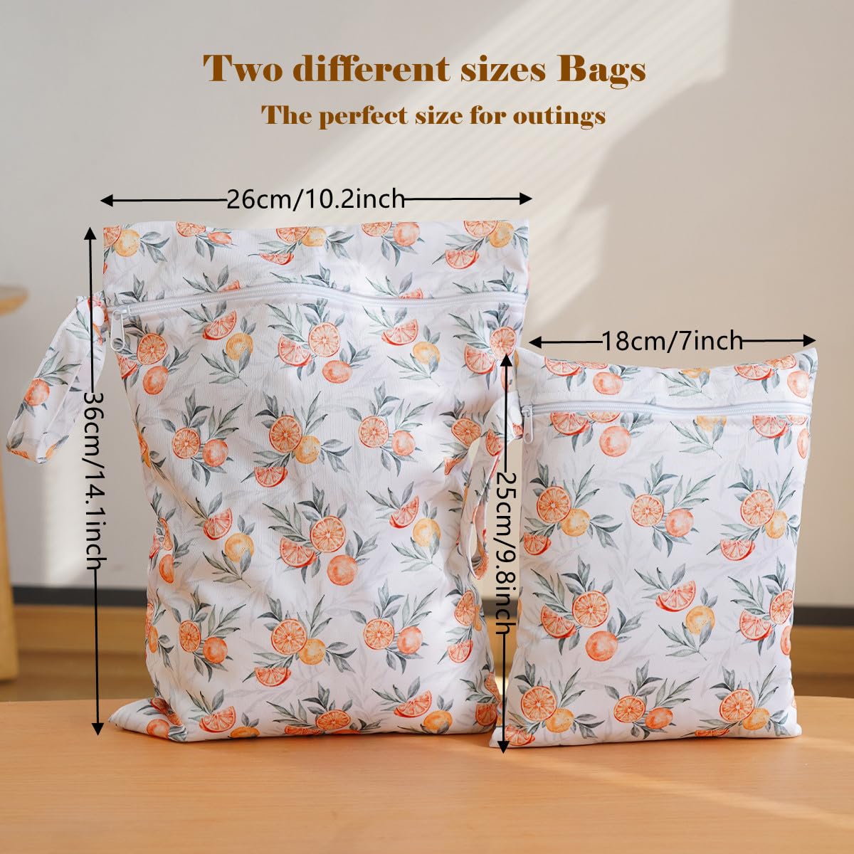 2 Pack Waterproof Wet Bags - Reusable Zippered Storage for Baby Diapers, Breast Pump Parts & Swimwear | Ideal for Travel, Beach, Pool & Gym | Keeps Wet Clothes & Essentials Dry (Set of 2 Sizes)