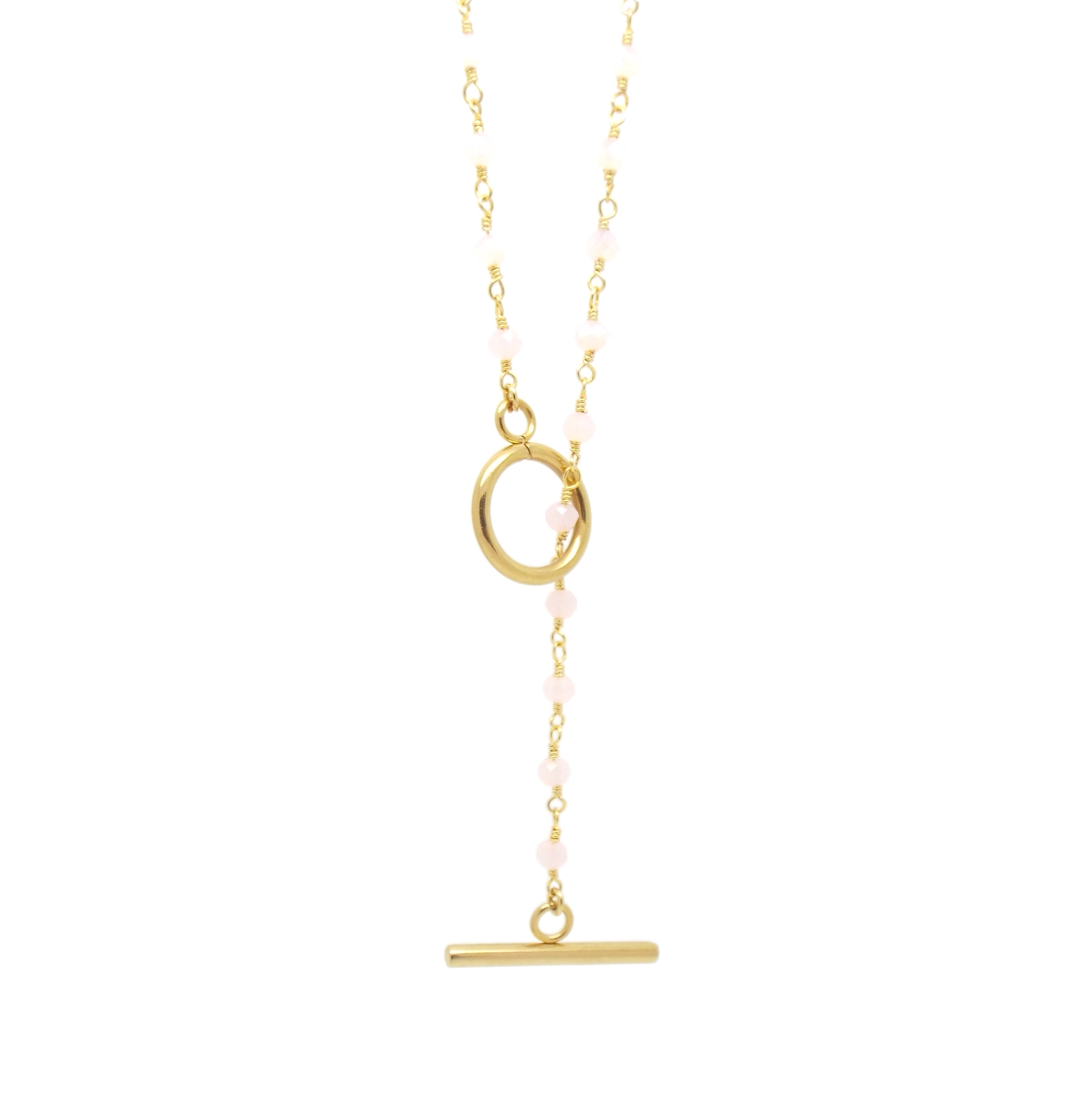 Valentina Rose Quartz Lariat Necklace - Elegant Healing Crystal Jewelry for Women, Perfect for Meditation, Yoga & Spiritual Gifts