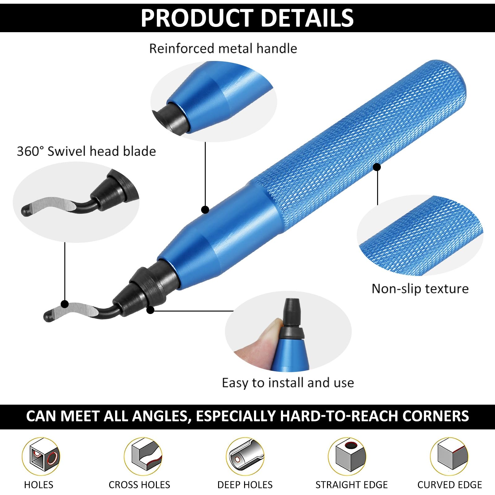 Professional Deburring Tool Kit with 10 Extra Blades & Handle - Alloy Burr Remover for Metal, Resin, PVC, Copper & Plastic - Perfect for 3D Printing, DIY Projects & Pipe Work