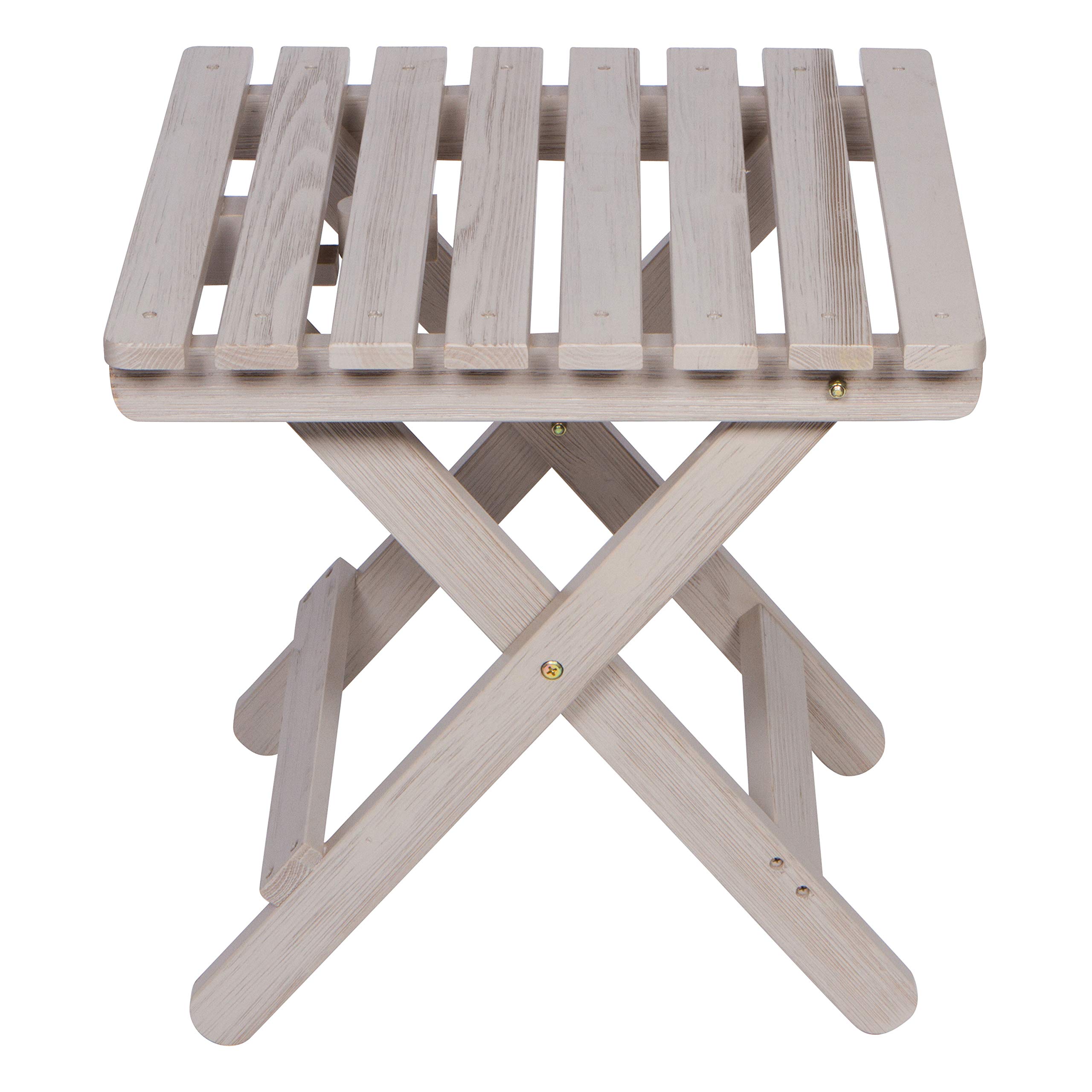 ShineCo Solid Wood Square Folding Side Table - Outdoor Patio Adirondack Coffee Table in Graystone - Perfect for Garden, Balcony & Small Spaces